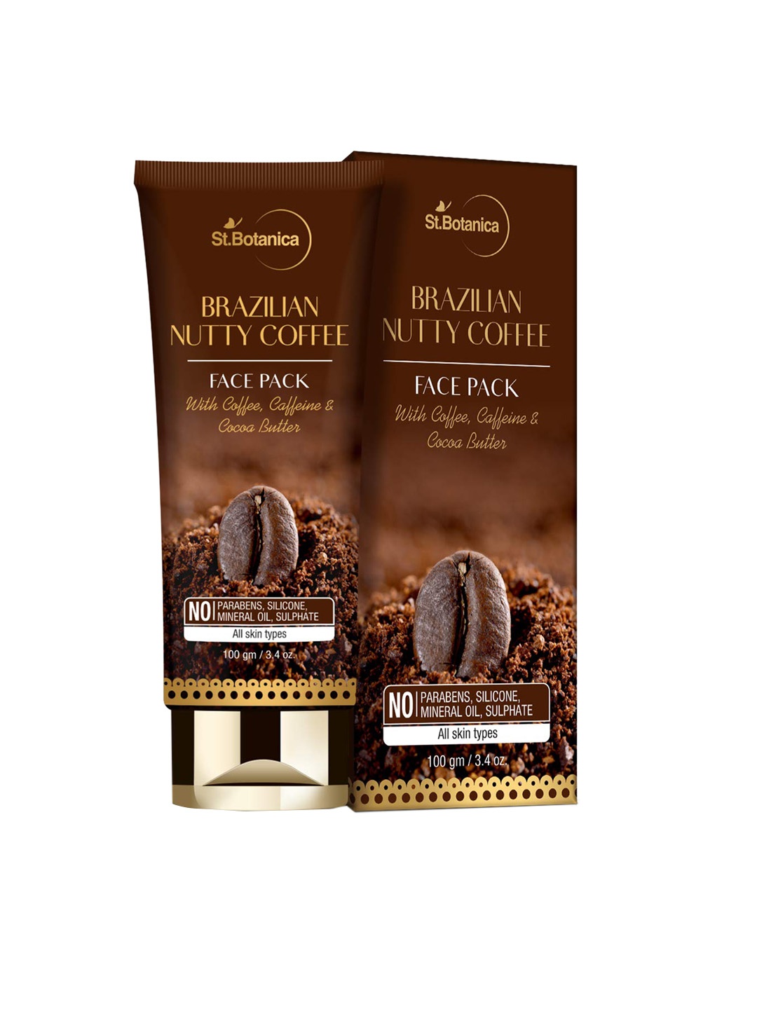 

StBotanica Pack Of 2 Brazilian Nutty Coffee Face Mask 100ml, Brown