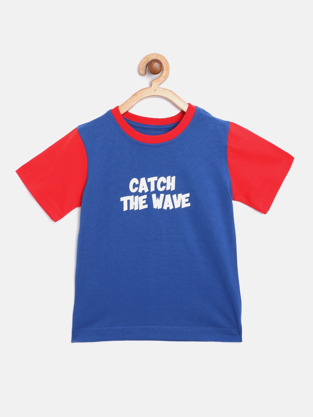 

HERE&NOW Boys Blue & White Typography Print Cotton T-shirt