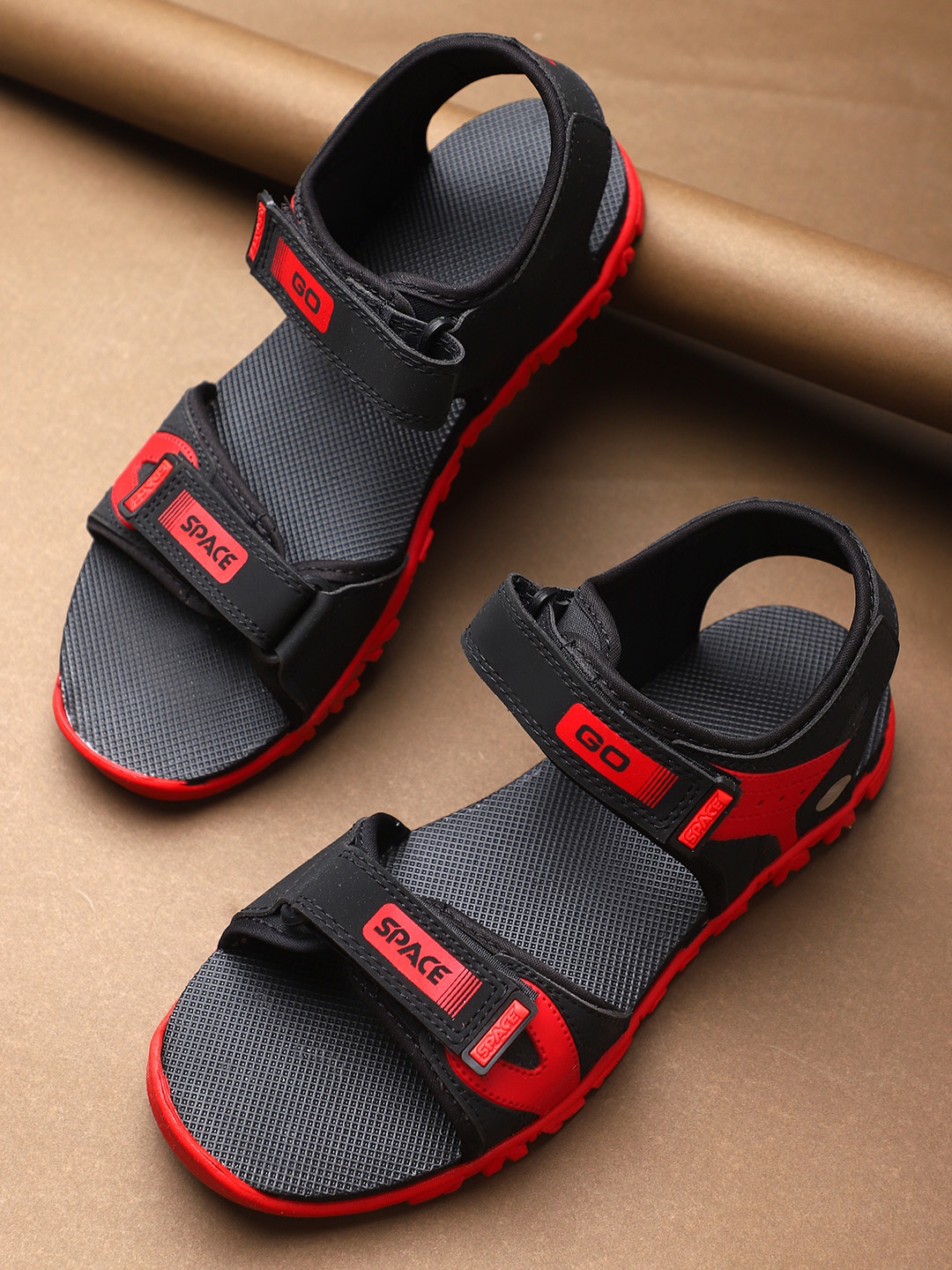 

Space Men Black & Red Sports Sandals