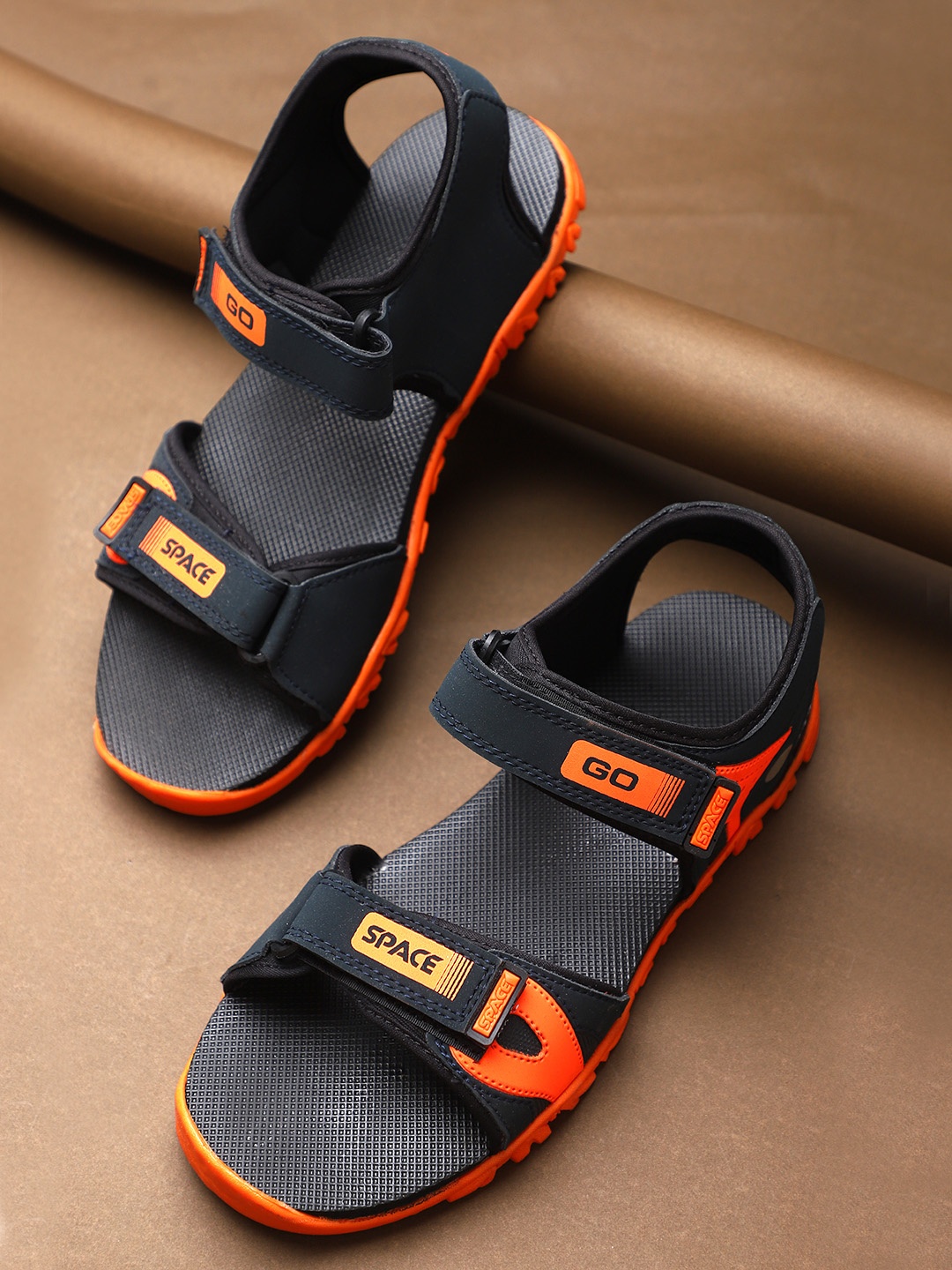 

Space Men Navy Blue & Orange Sports Sandals