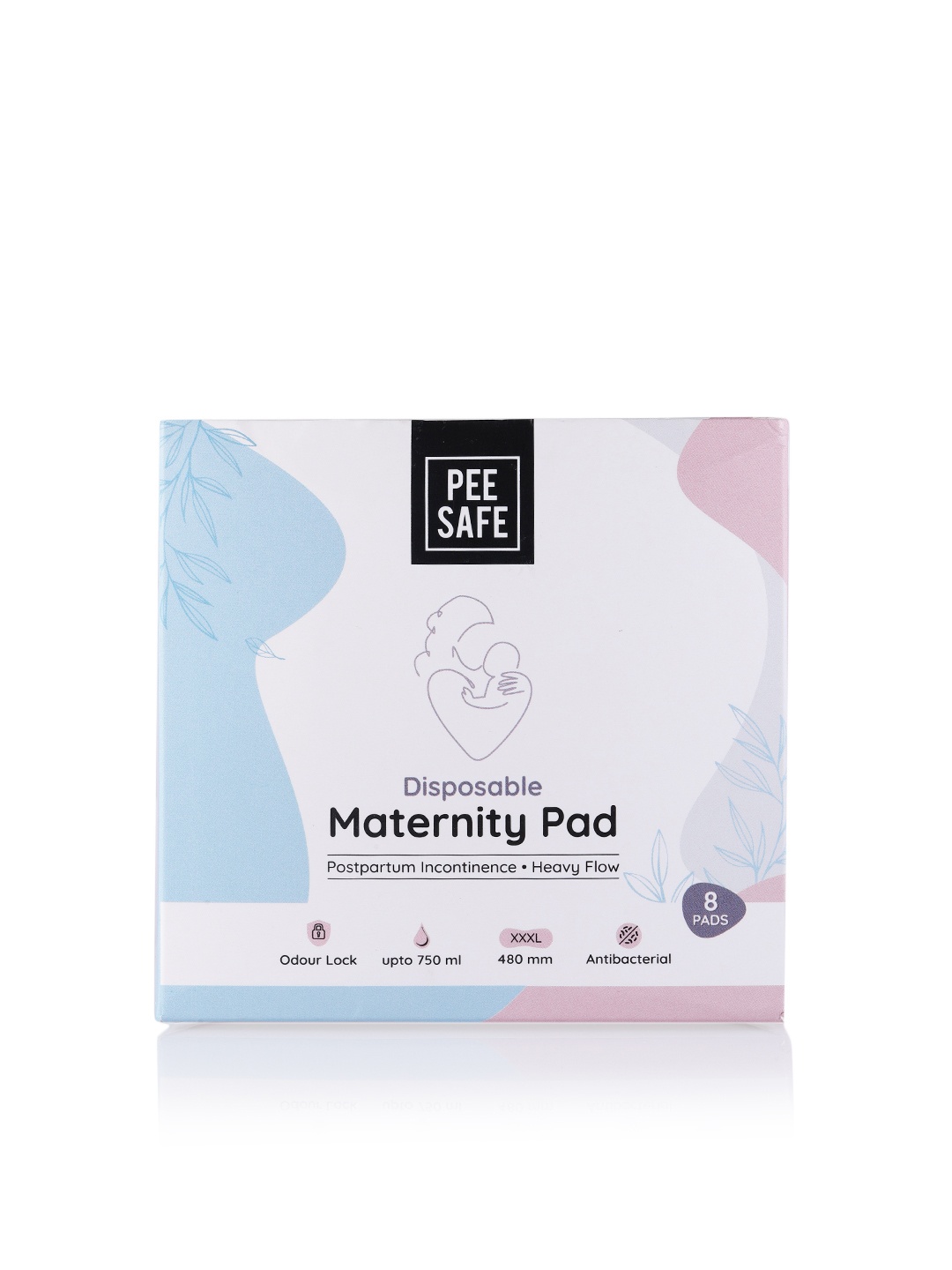 

PEESAFE Disposable Antibacterial Maternity Pads - 8 pads XXXL, White