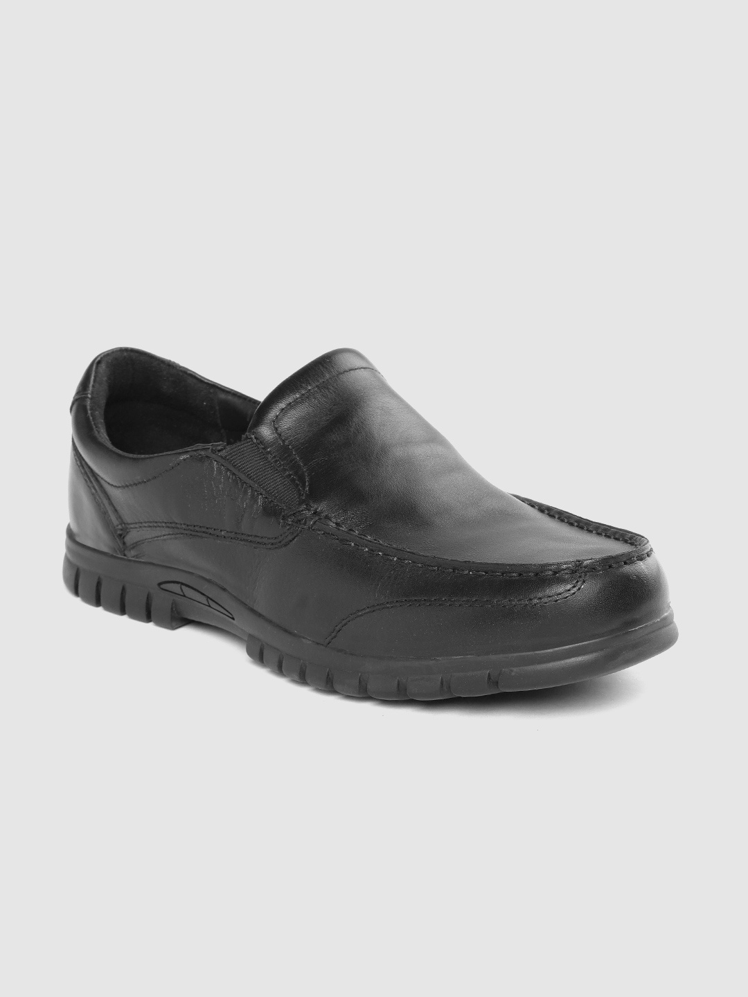 

Woodland Men Black Solid Leather Slip-Ons