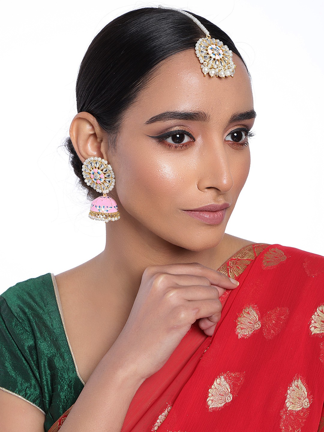 

Peora Women Pink & Gold-Plated Handcrafted Jewellery Set