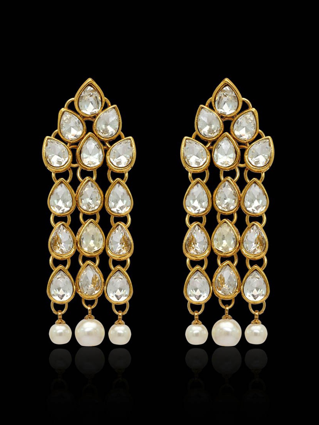 

Peora Gold-Plated & White Classic Drop Earrings