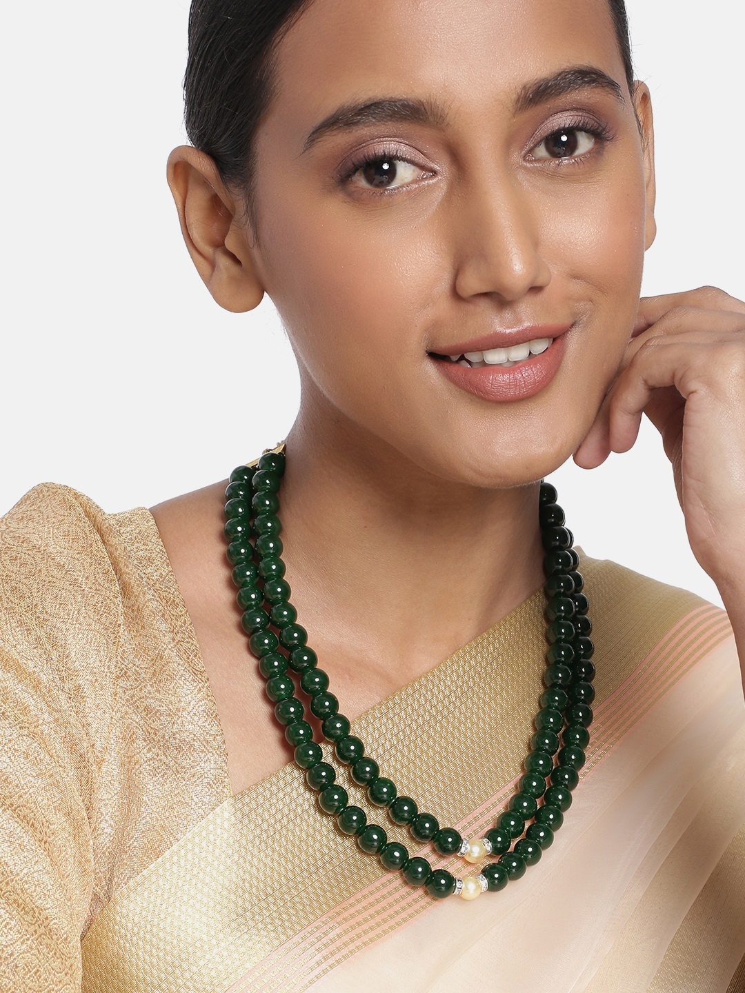 

Peora Green Gold-Plated Handcrafted Traditional Choker Necklace