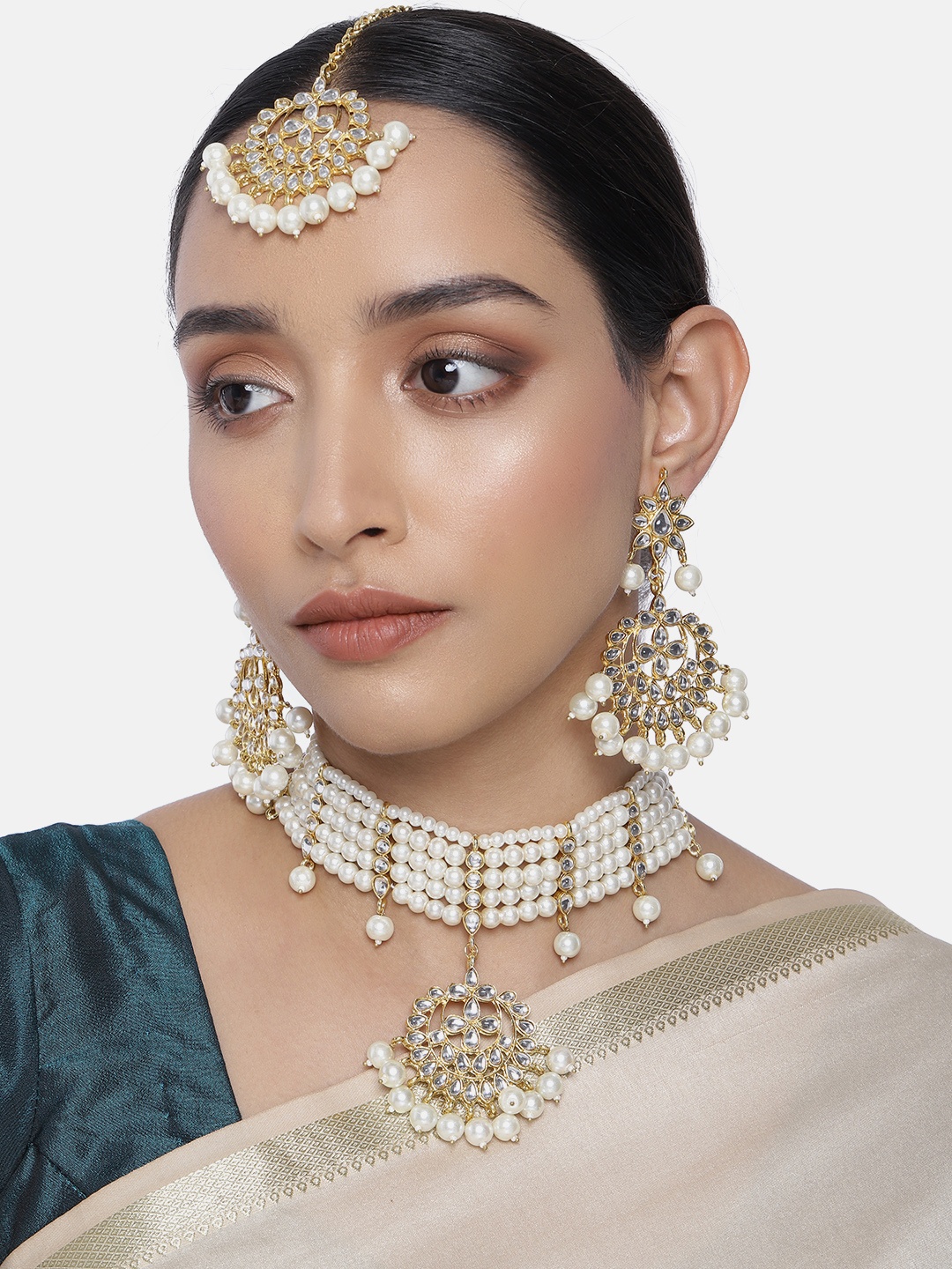 

Peora White Gold-Plated Pearl Beaded Handcrafted Jewellery Set