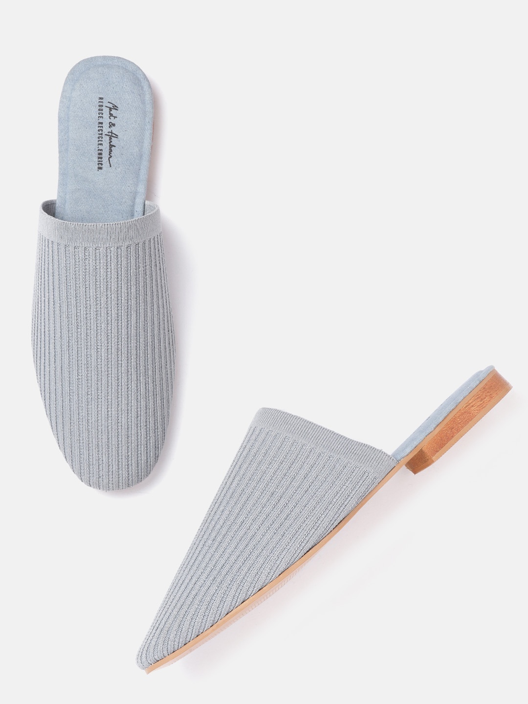 

Mast & Harbour Women Grey Woven Design Mules