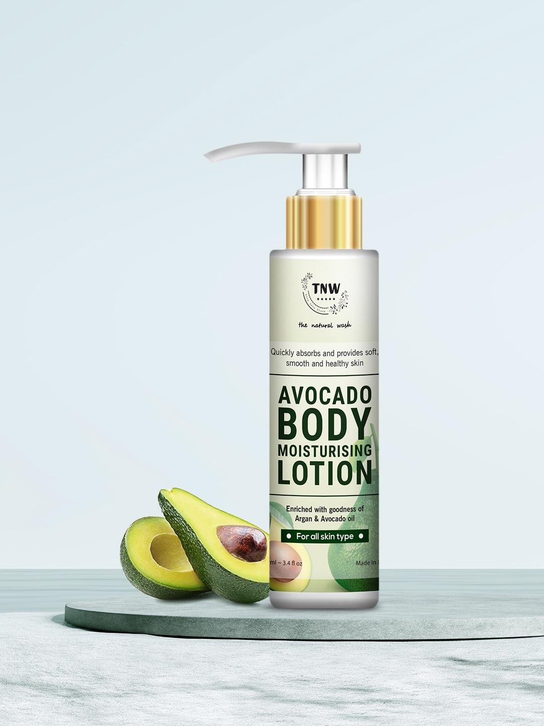 

TNW The Natural Wash Avocado Moisturizing Lotion With Argan Oil 100ml, Green