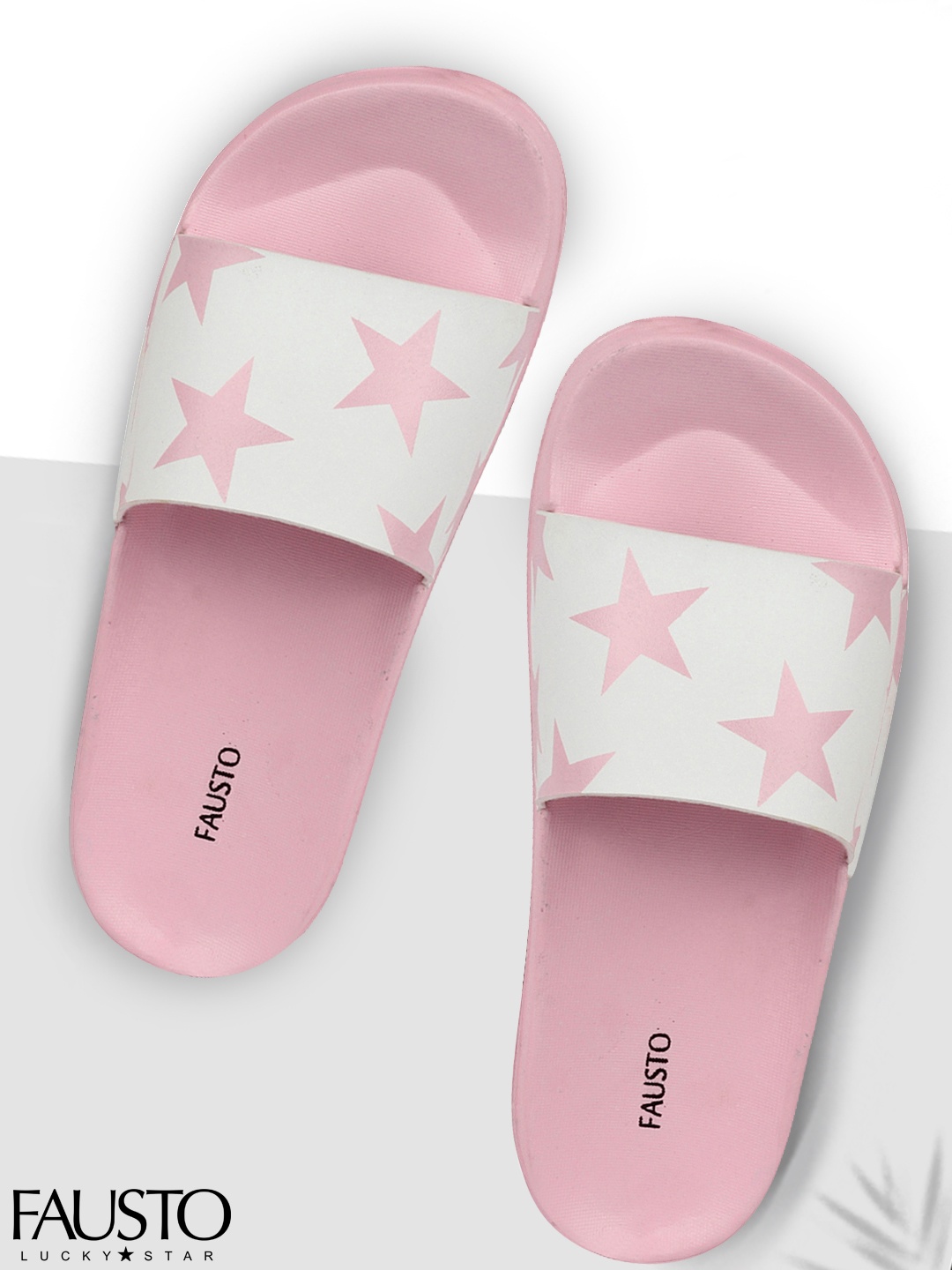 

FAUSTO Women White & Pink Printed Sliders