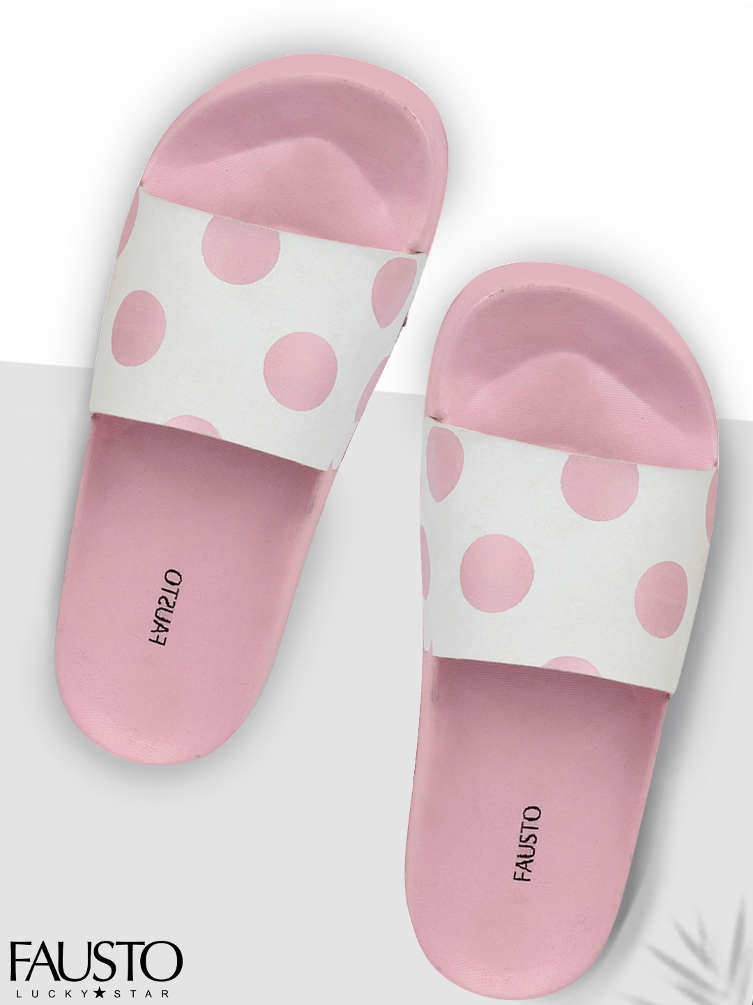 

FAUSTO Women Pink & White Printed Sliders