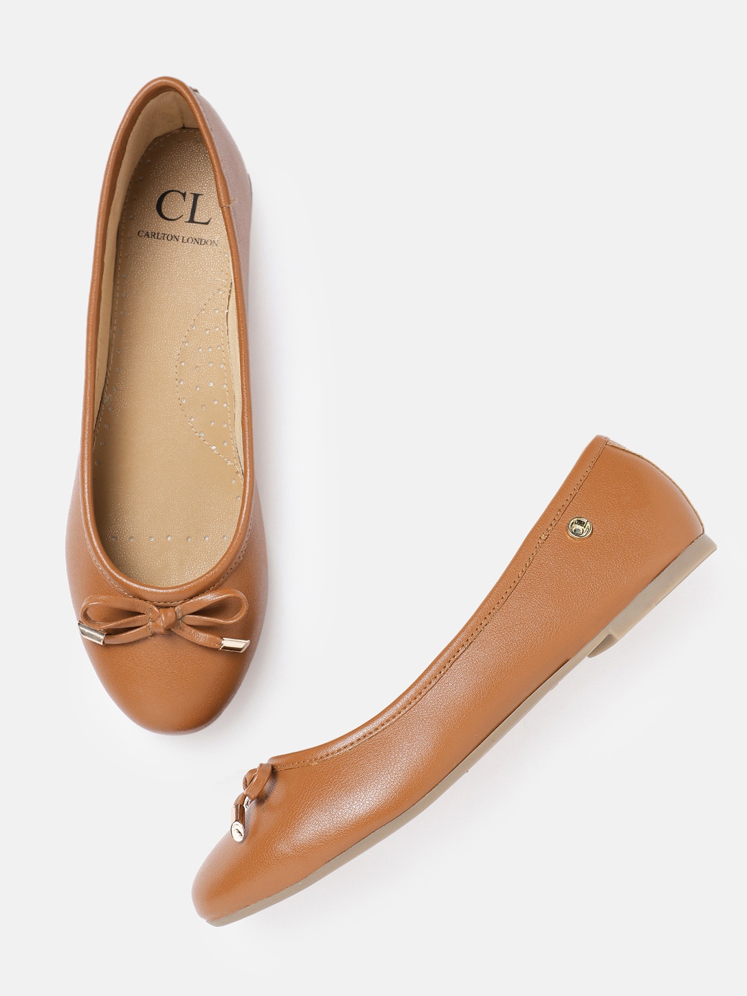 

Carlton London Women Tan Brown Ballerinas with Bows