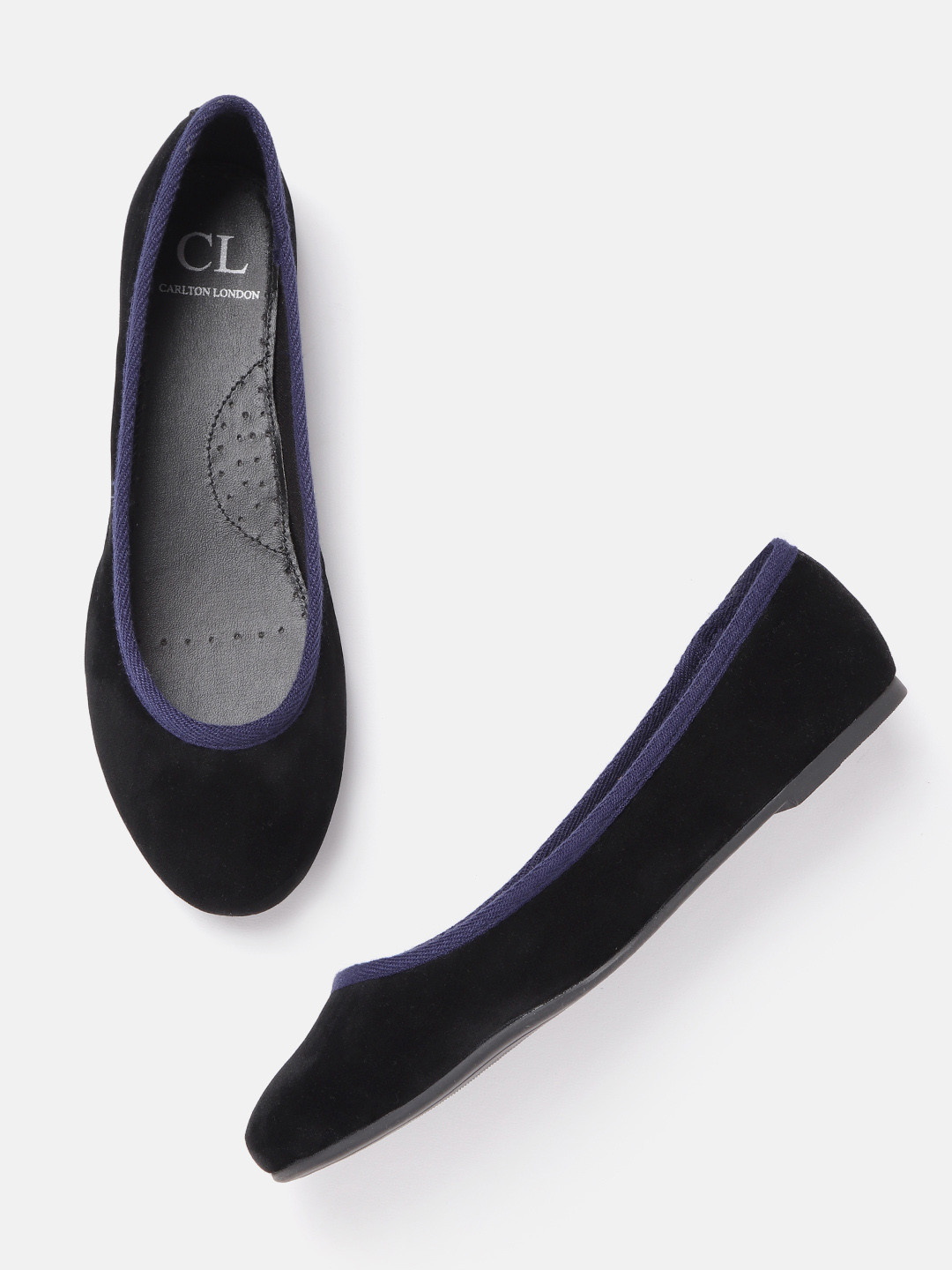 

Carlton London Women Black Solid Velvet Finish Ballerinas