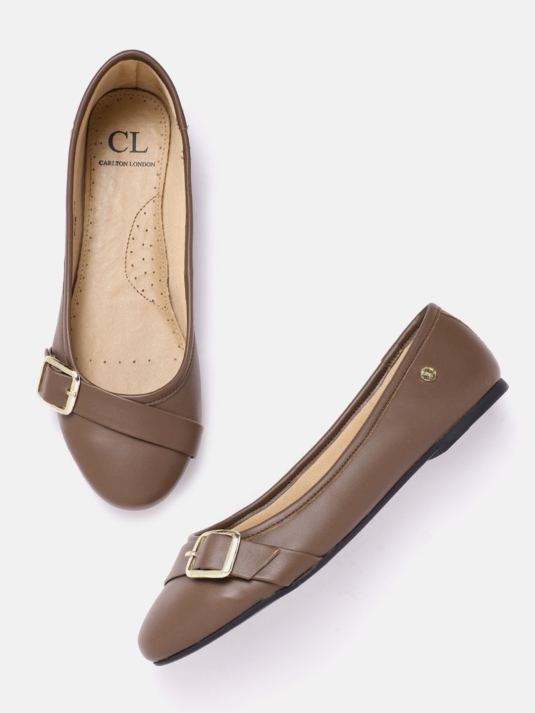 

Carlton London Women Brown Solid Ballerinas with Buckle Detail