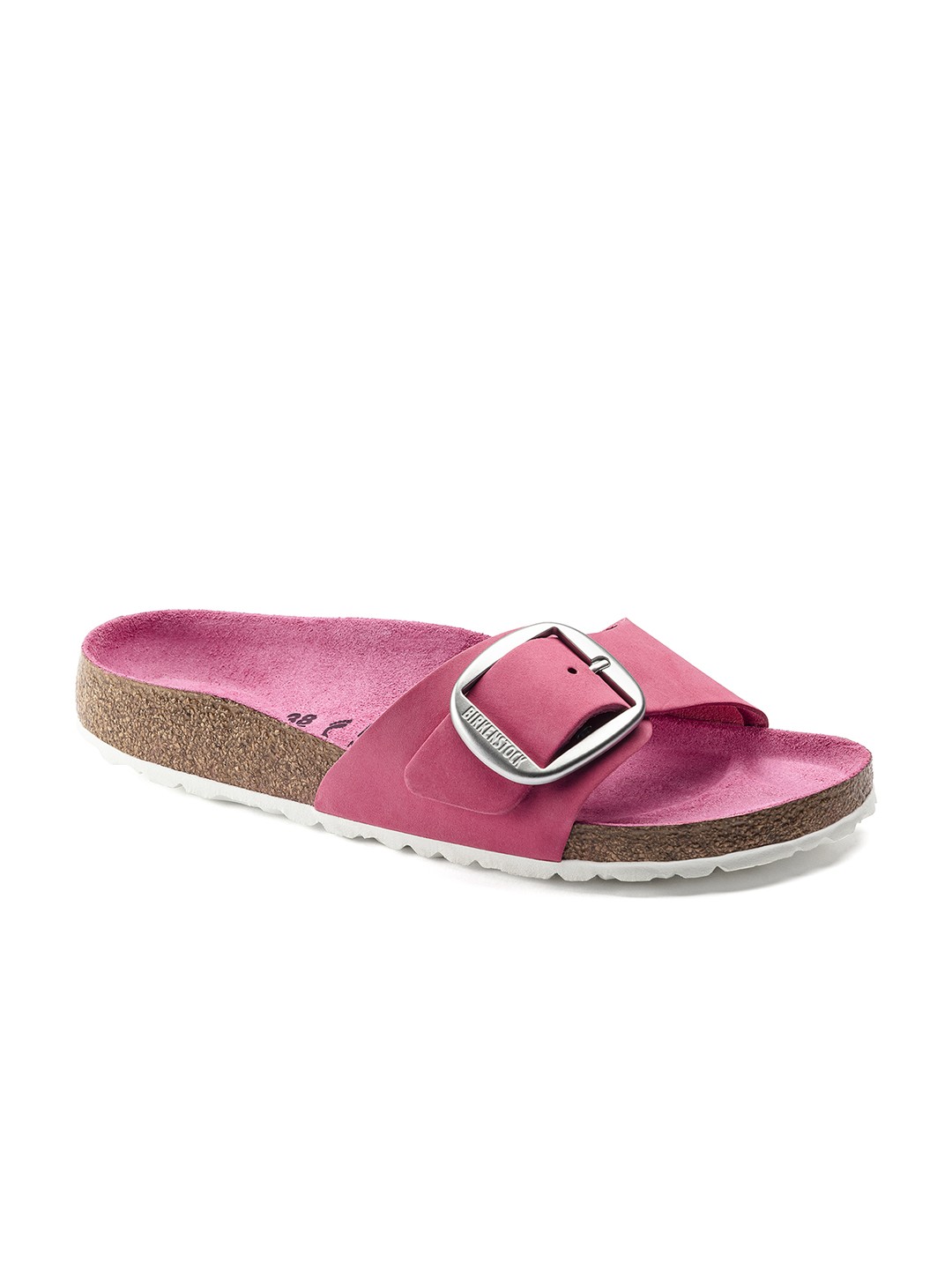 

Birkenstock Women Madrid Big Buckle Nubuck Leather Pink Narrow Width Sandals