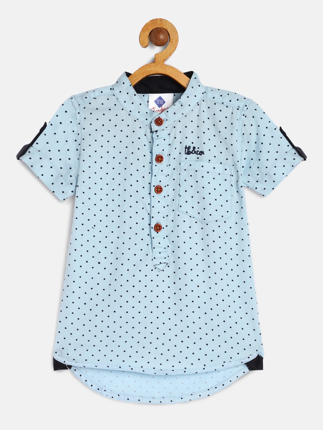 

TONYBOY Boys Blue Polka Dotted Regular Fit Pure Cotton Casual Shirt