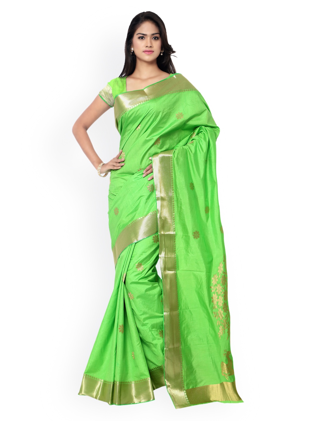

Varkala Silk Sarees Green Kanjeevaram Art Silk Traditional Saree