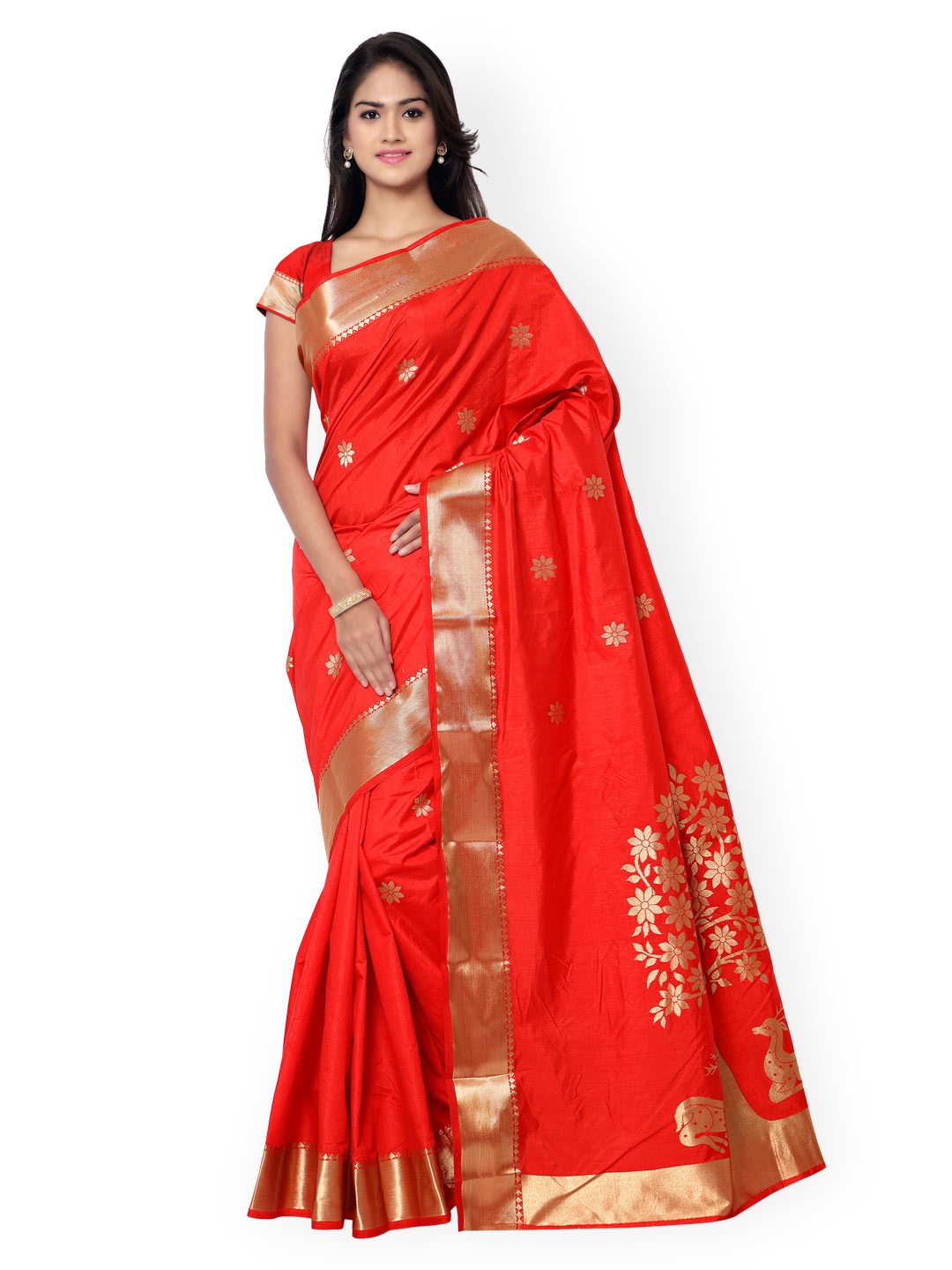 

Varkala Silk Sarees Red Kanjeevaram Art Silk Traditional Saree