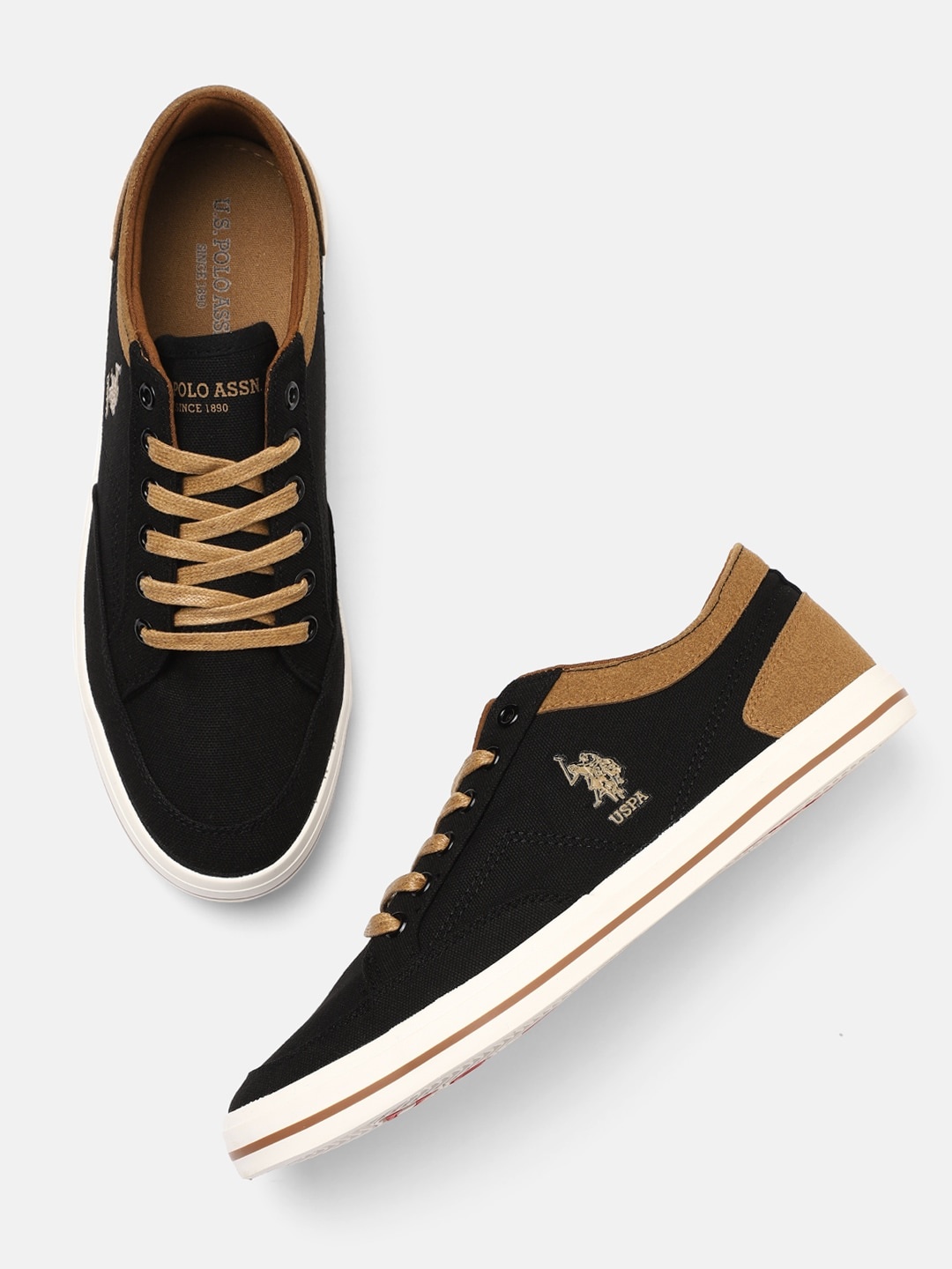 

U.S. Polo Assn. Men Black & Brown Colourblocked Sneakers