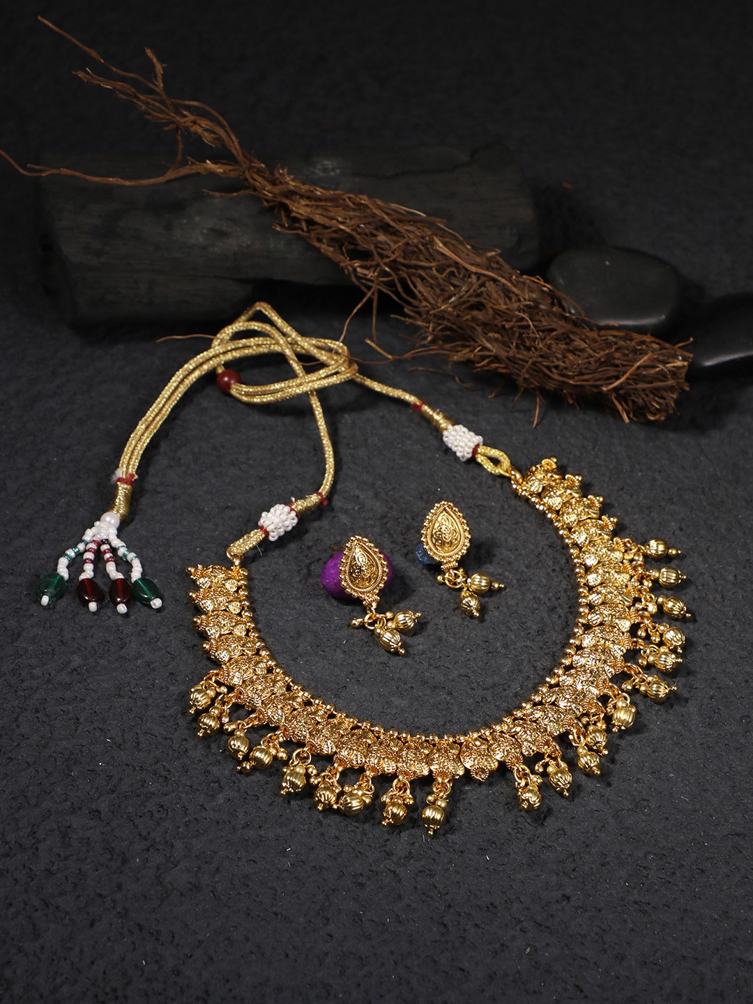 

Adwitiya Collection 24CT Gold-Plated Antique Jewellery Set
