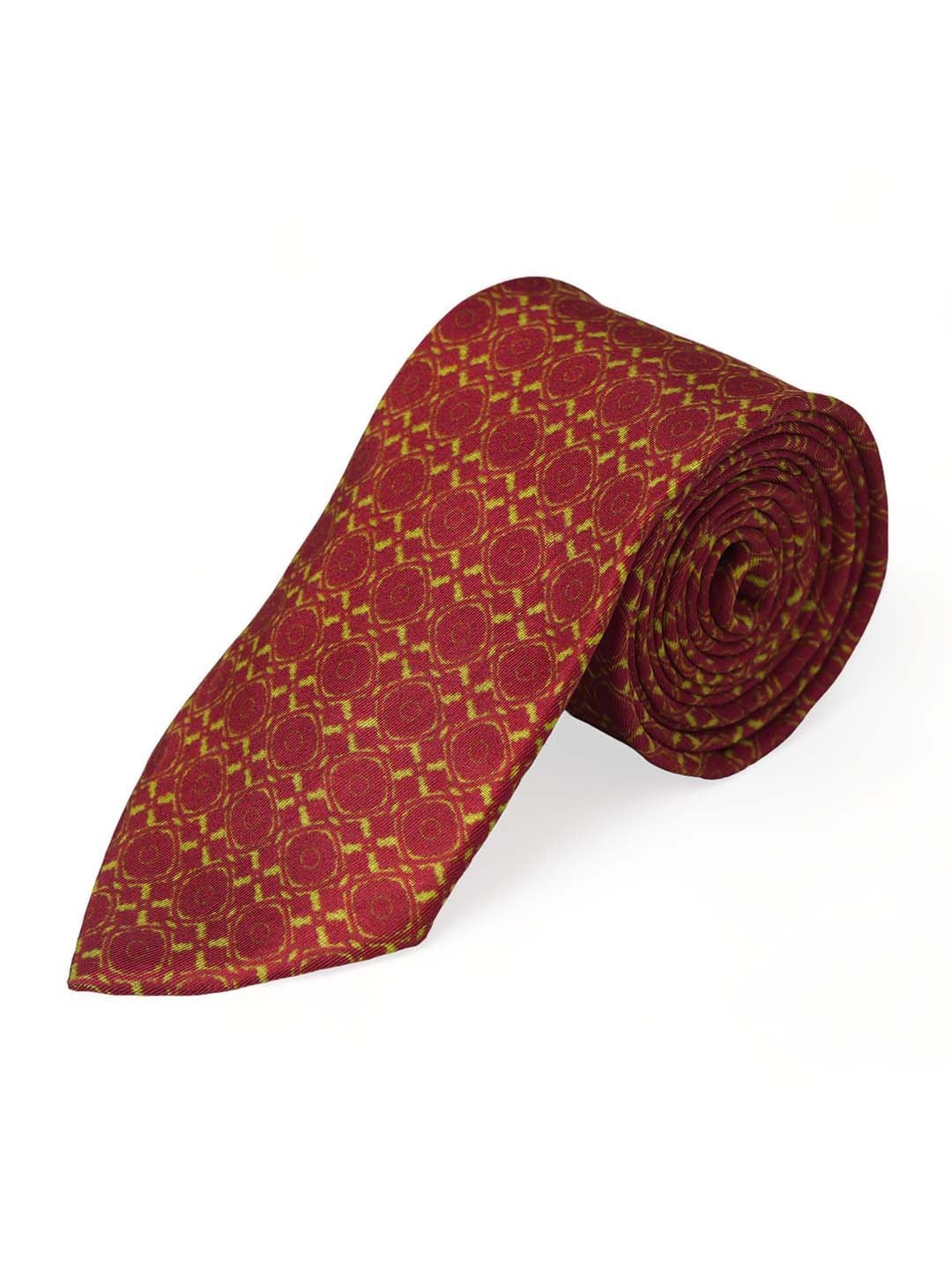 

CHOKORE Men Red & Mustard Woven Design Broad Tie