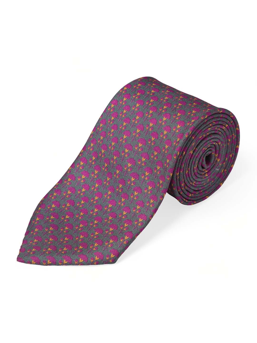 

CHOKORE Men Grey & Magenta Printed Broad Tie