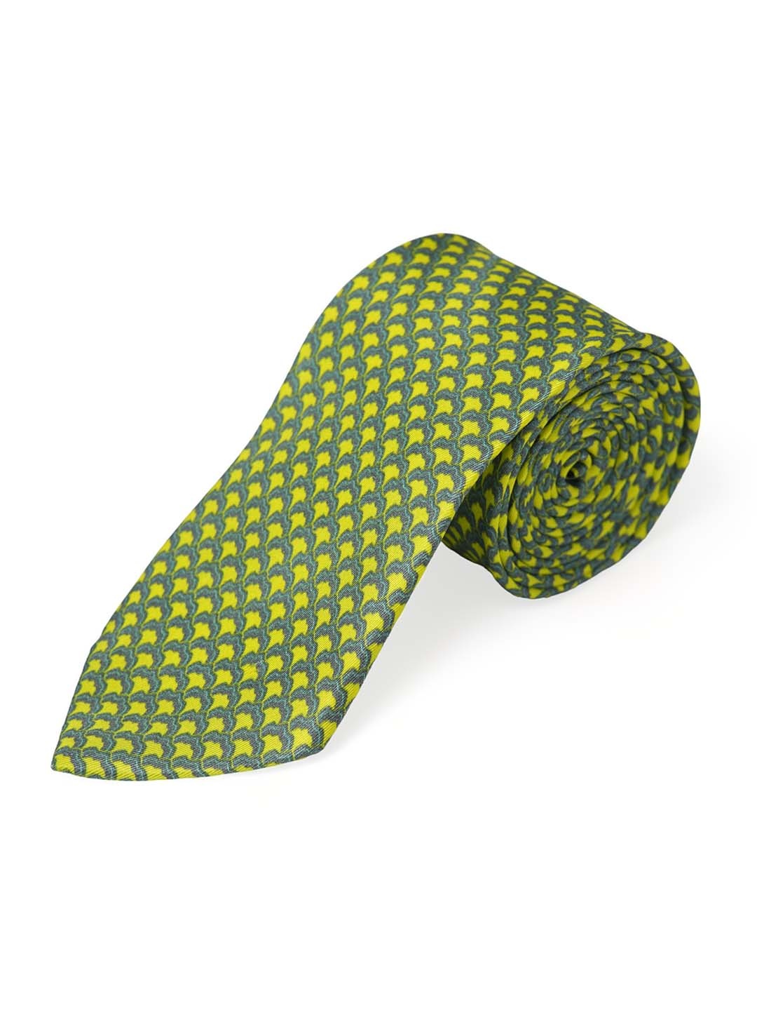 

CHOKORE Men Yellow & Grey Printed Broad Tie