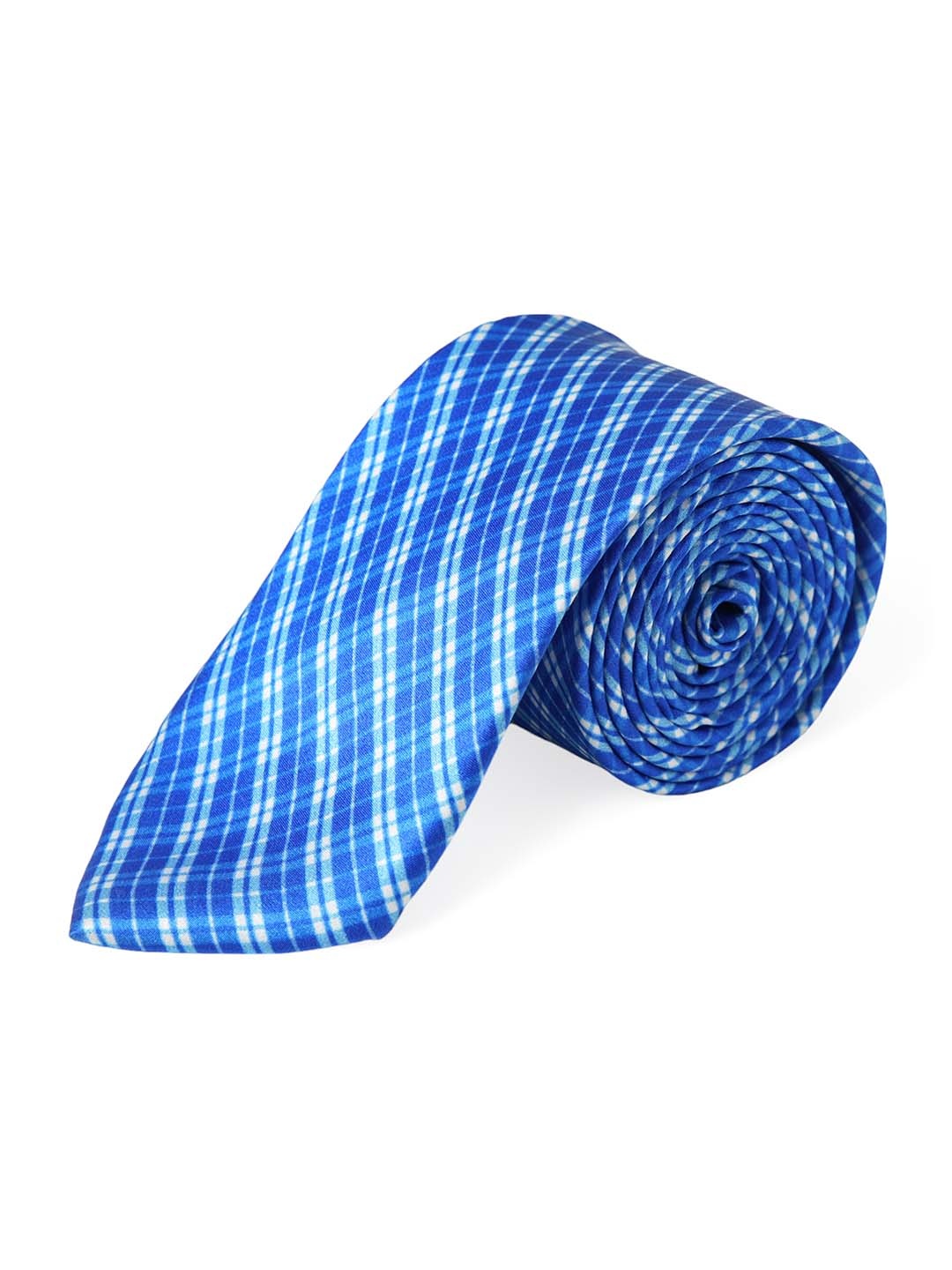 

CHOKORE Men Blue & White Checked Silk Broad Tie