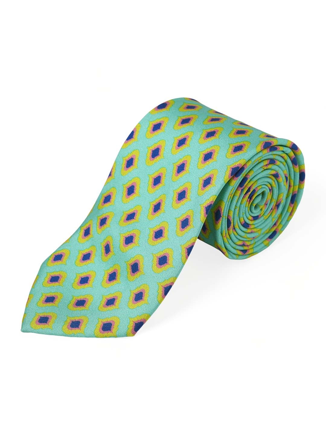 

CHOKORE Men Sea Green & Yellow Printed Broad Tie