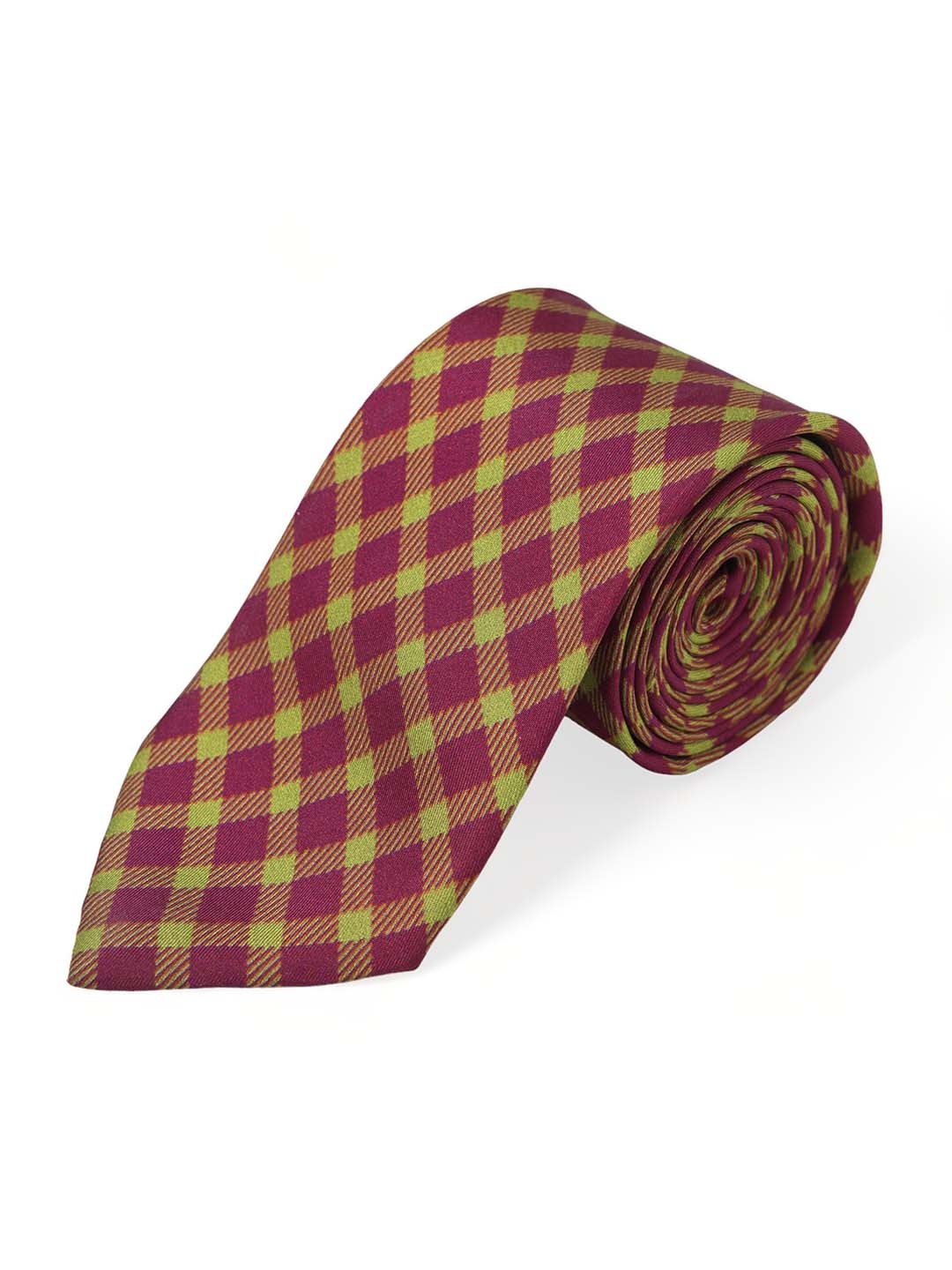 

CHOKORE Men Red & Lime Green Checked Broad Tie