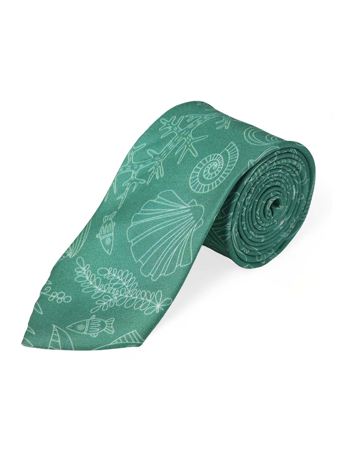 

CHOKORE Men Green & White Printed Broad Silk Tie