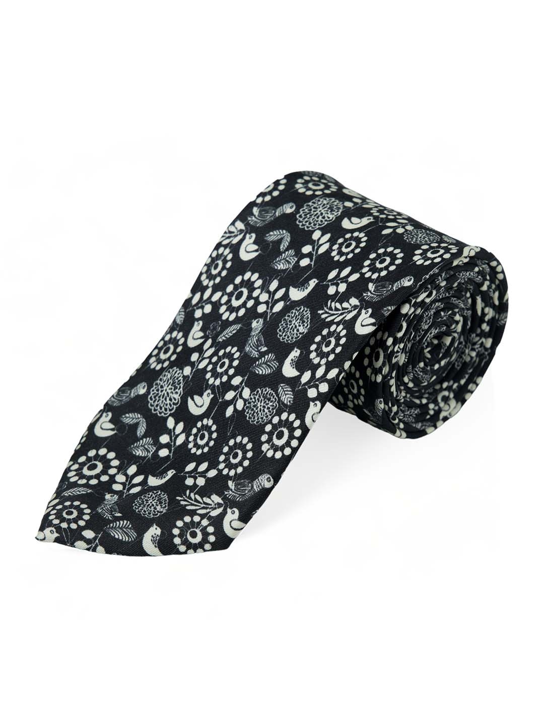 

CHOKORE Men Black & White Printed Indian at Heart Silk Broad Tie