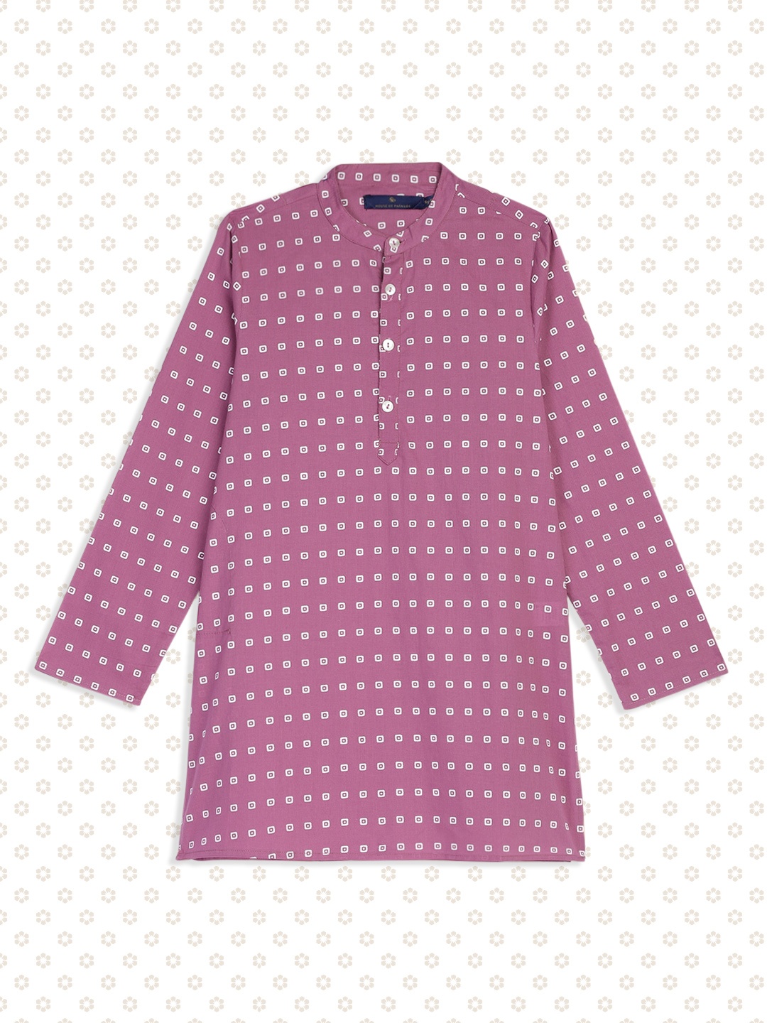 

House of Pataudi Boys Purple Geometric Printed Pure Cotton Kurta