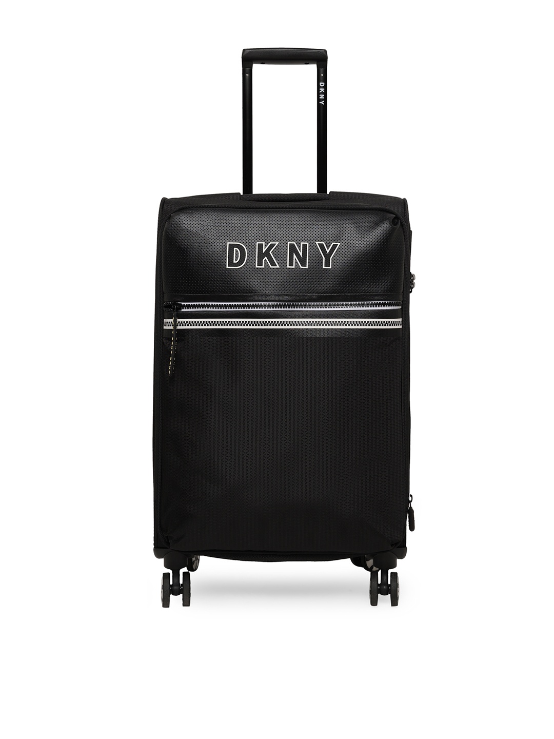 

DKNY Black Textured FEARLESS Soft-Sided Medium Trolley Suitcase