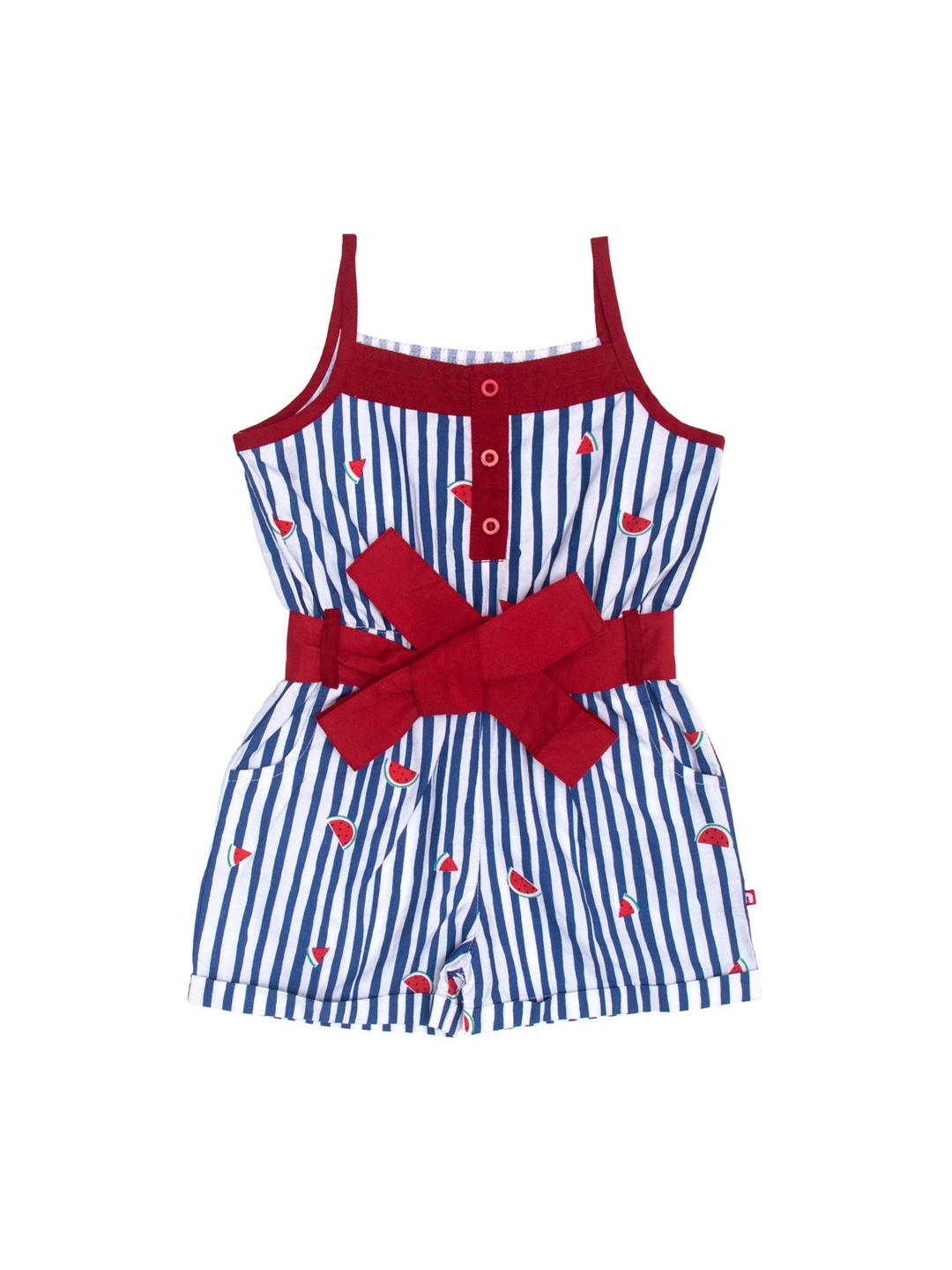 

Nino Bambino Girls White & Blue Organic Cotton Printed Sustainable Jumpsuit