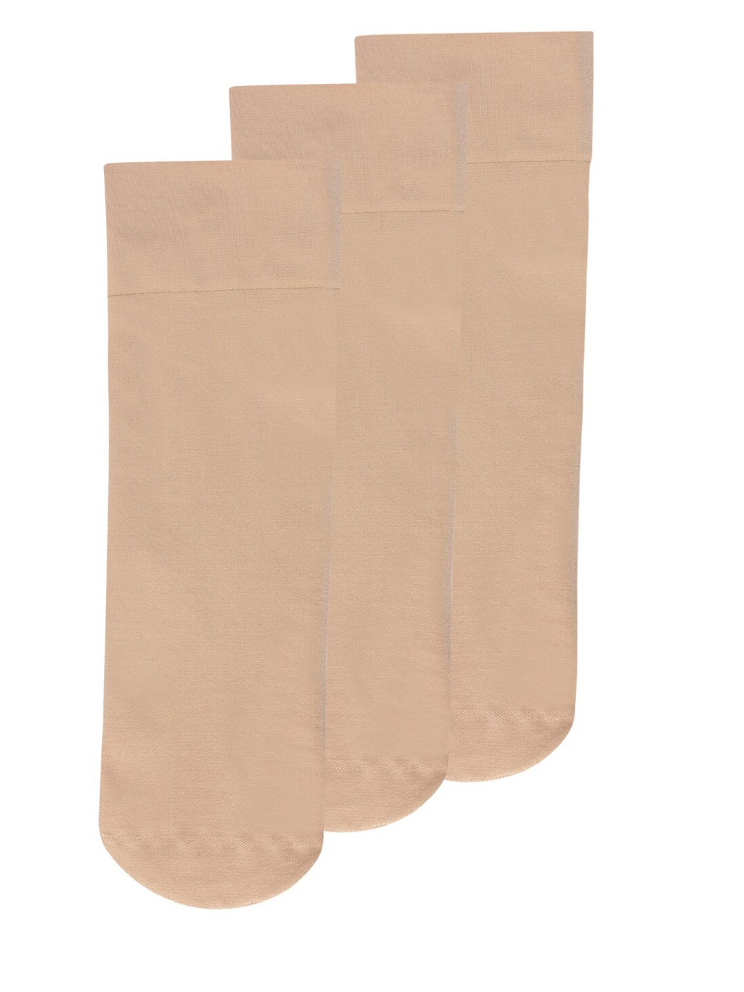 

N2S NEXT2SKIN Women Pack Of 3 Beige Solid Ankle-Length Socks
