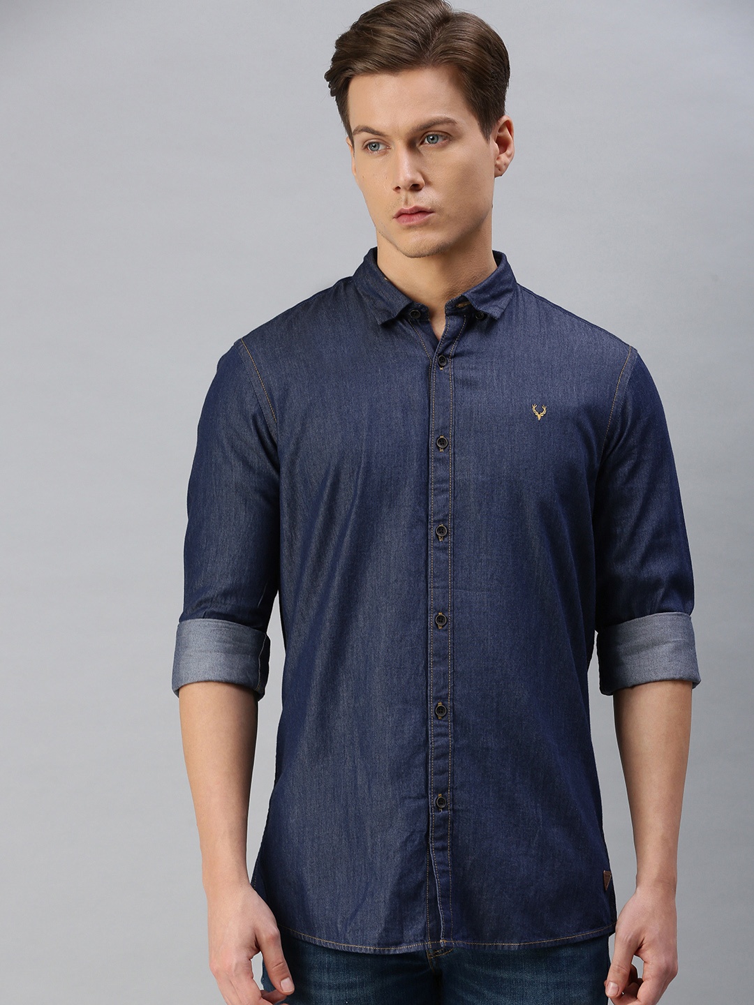 

Allen Solly Men Navy Blue Custom Fit Casual Denim Shirt