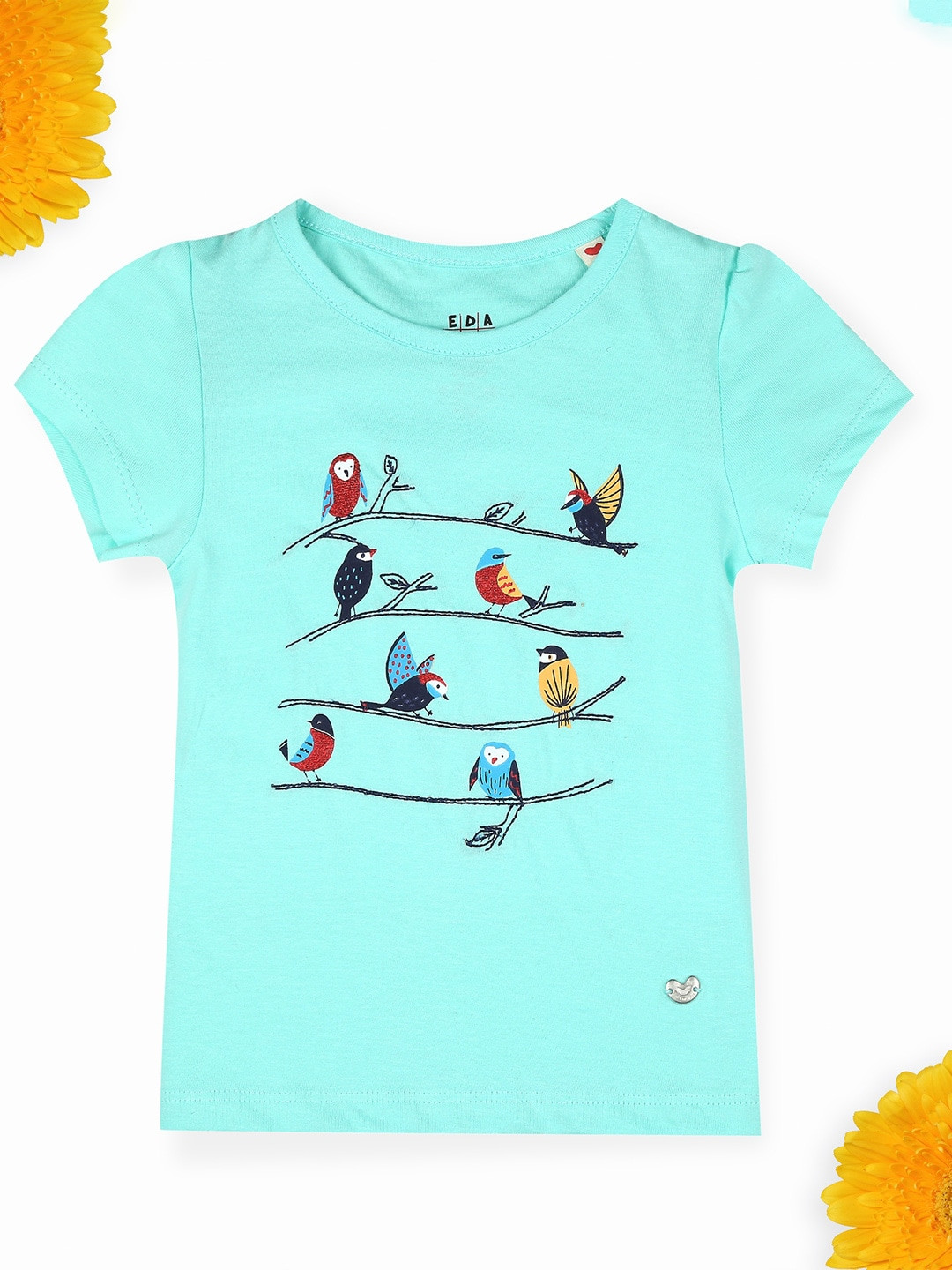 

Ed-a-Mamma Girls Blue Printed Sustainable T-shirt