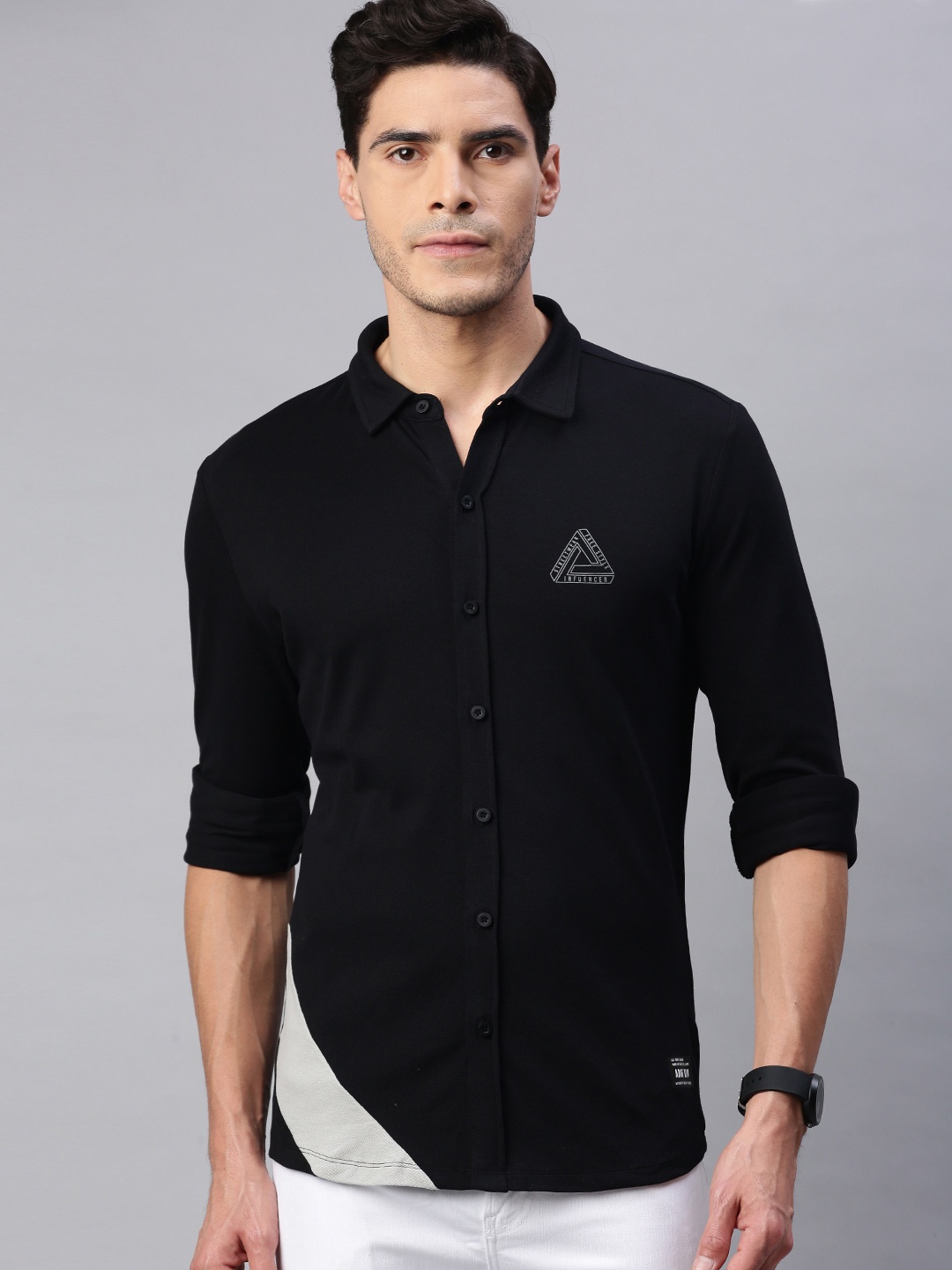 

abof Men Black Solid Slim Fit Casual Shirt