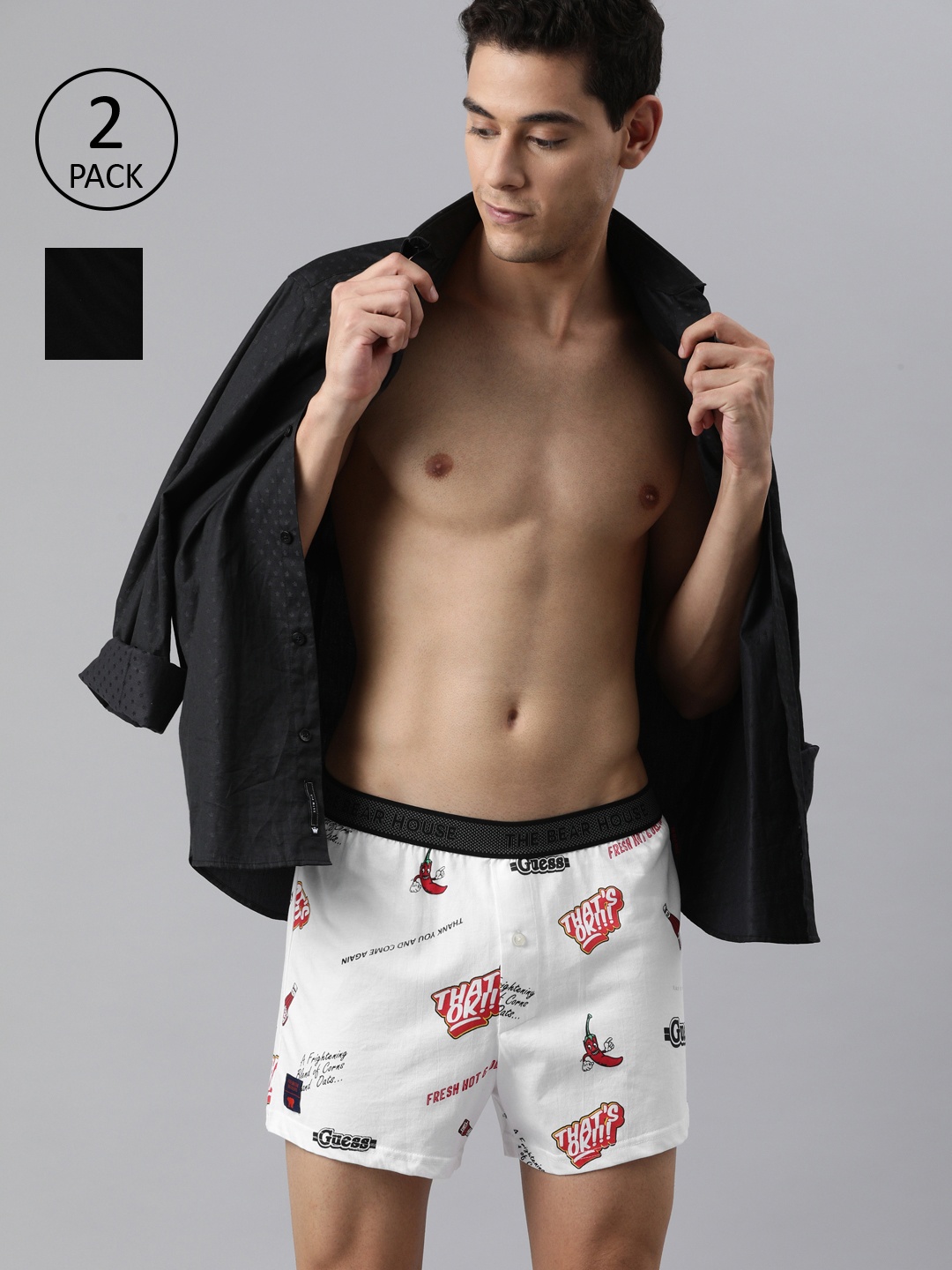 

THE BEAR HOUSE Men Pack of 2 Printed Boxers, Multi