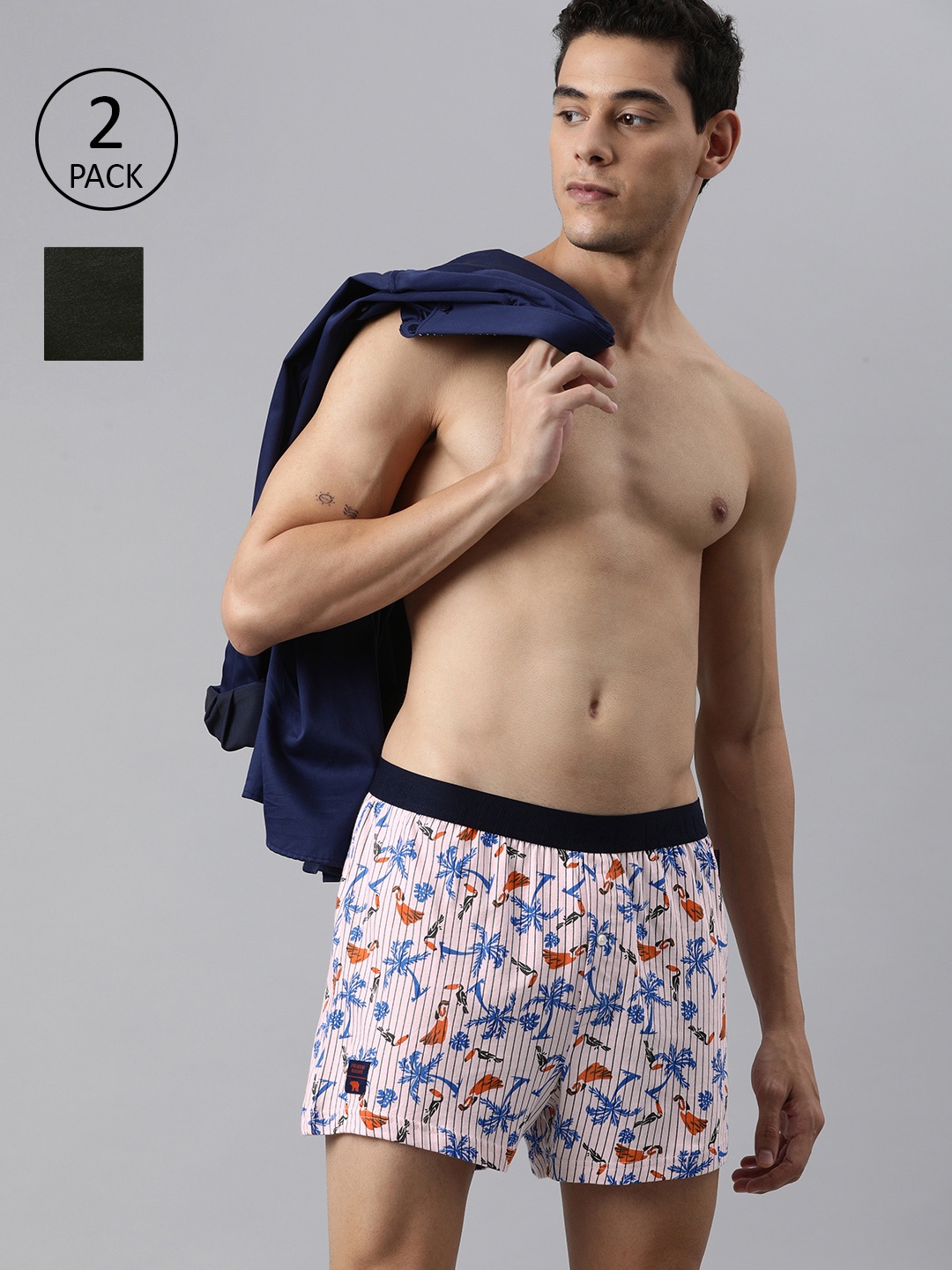 

THE BEAR HOUSE Men Pack of 2 Printed Boxers, Multi