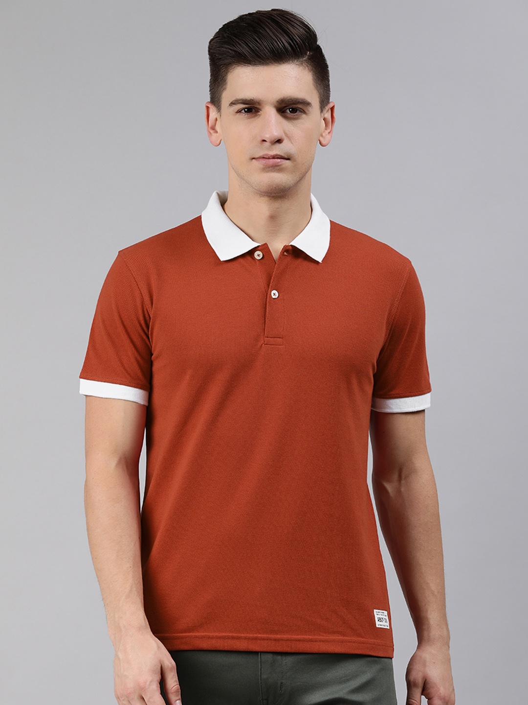 

abof Men Red Contrast Polo Collar T-shirt