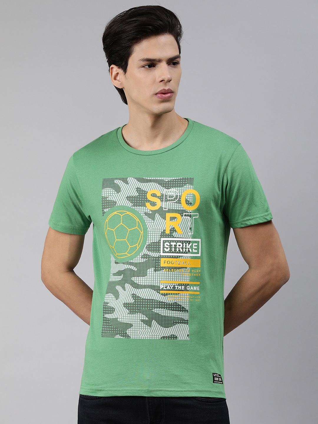 

abof Men Green Typography Printed T-shirt