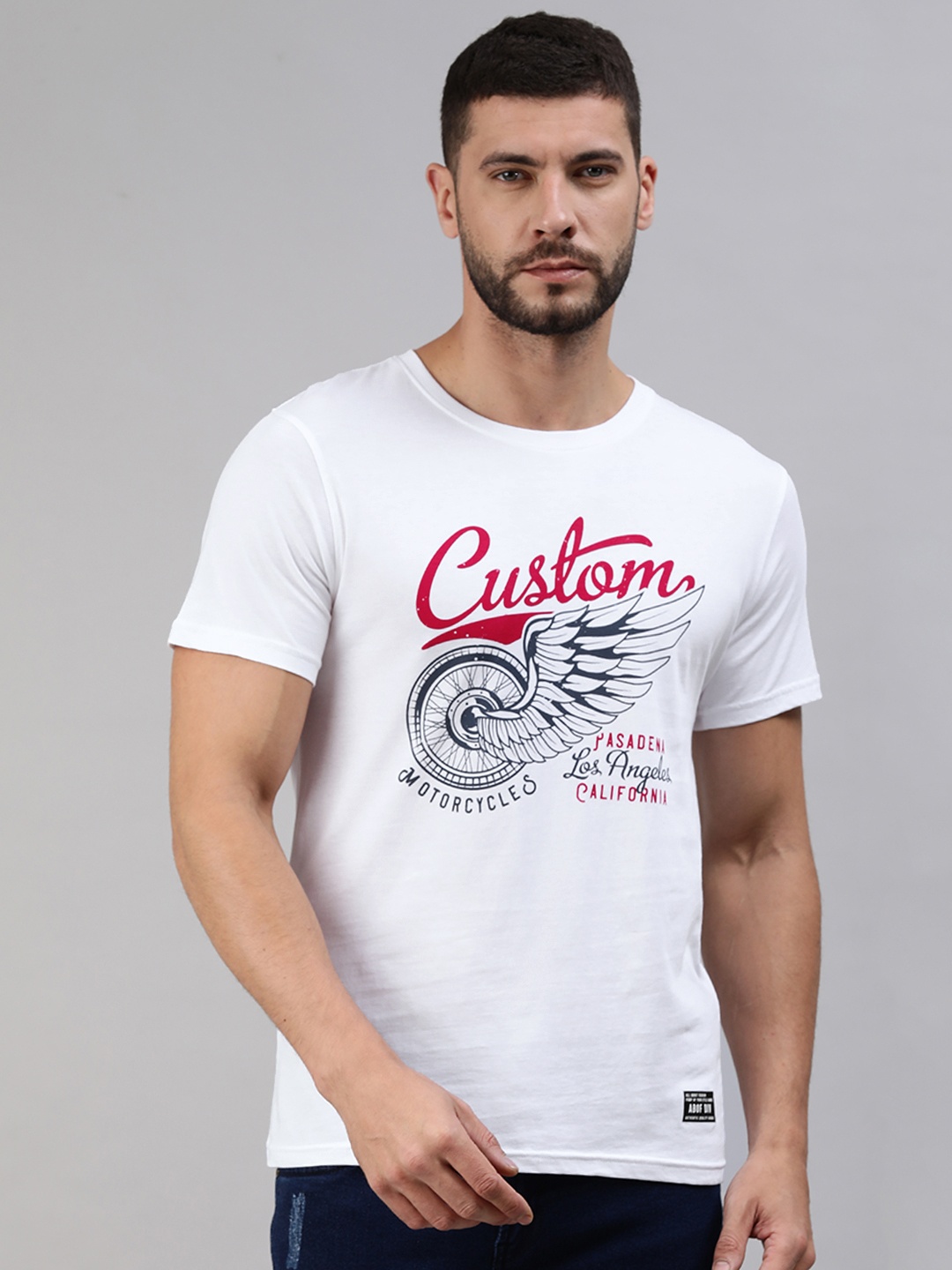 

abof Men White & Red Printed T-shirt