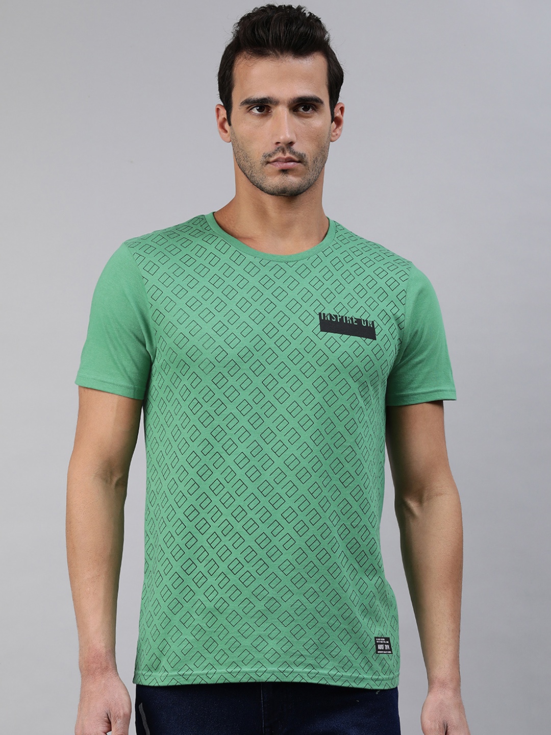 

abof Men Green Printed T-shirt