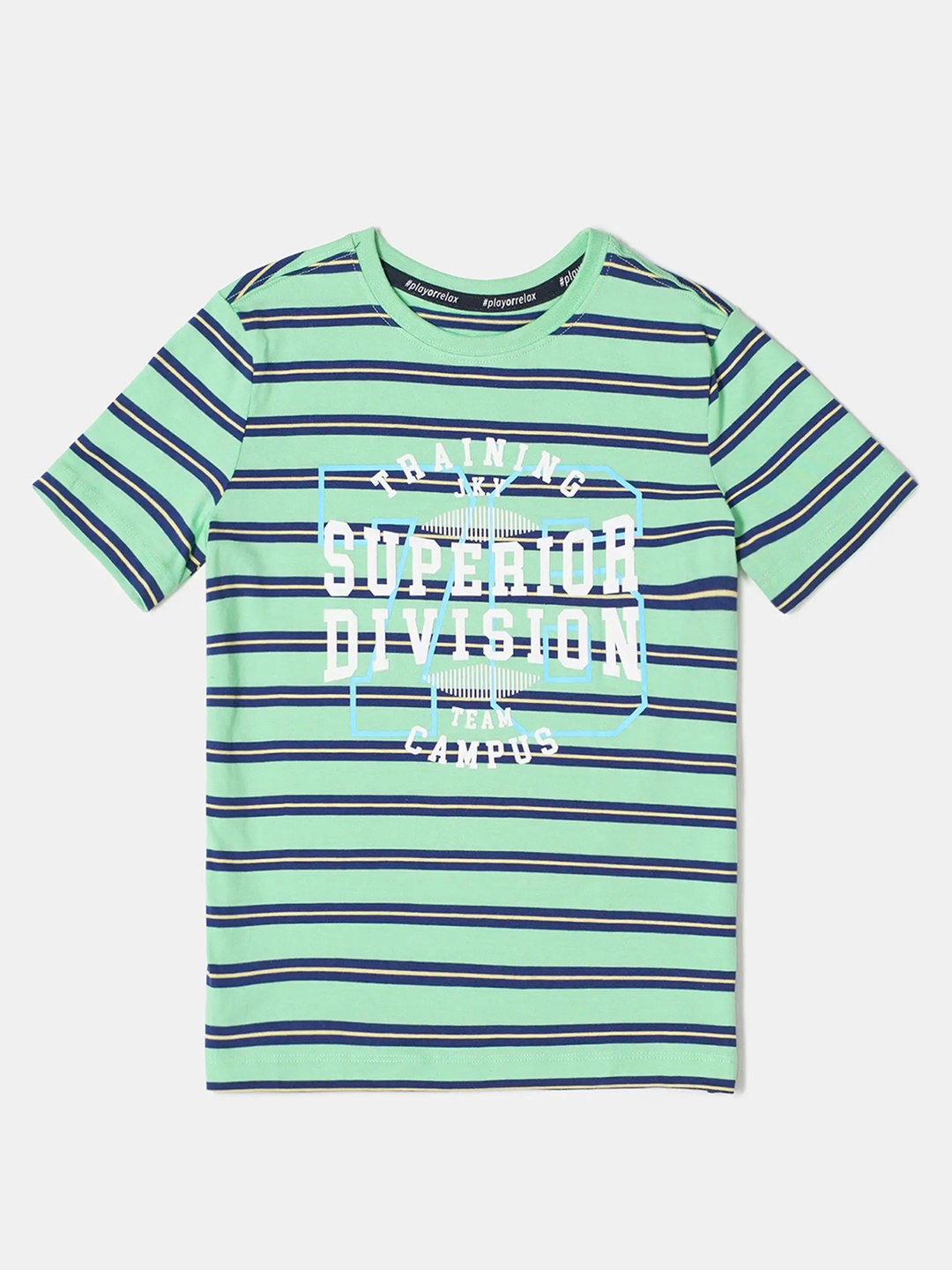 

Jockey Boys Striped Super Combed Cotton T-shirt - AB20, Green