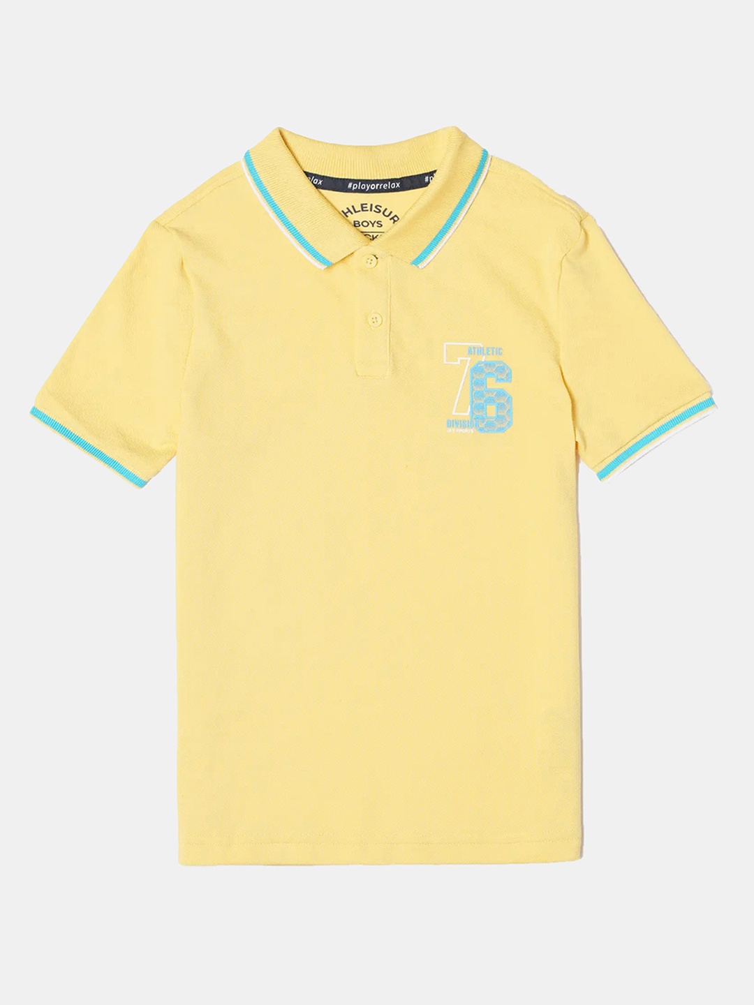 

Jockey Boys Super Combed Cotton Graphic Printed Polo Tshirt-AB24, Yellow