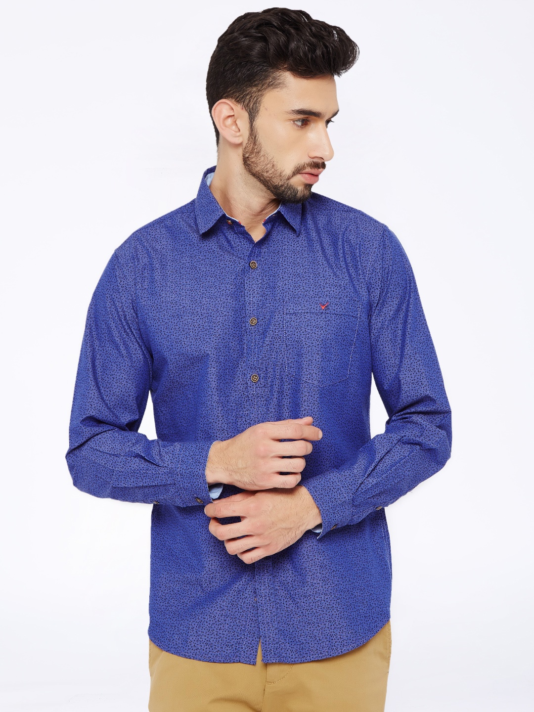 

Wills Lifestyle Men Blue Slim Fit Printed Casual Shirt