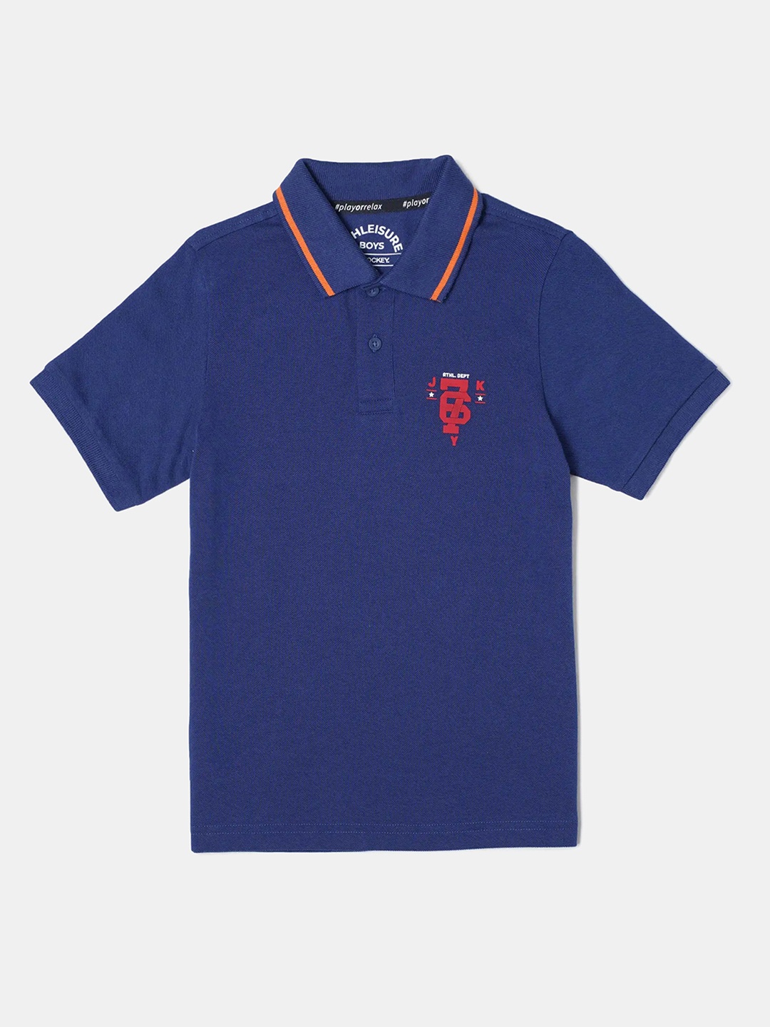 

Jockey Boys Super Combed Cotton Graphic Printed Half Sleeve Polo Tshirt-AB24, Blue
