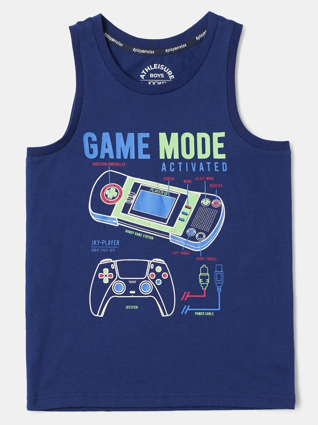 

Jockey Boys Super Combed Cotton Graphic Printed Tank Top - AB14, Blue
