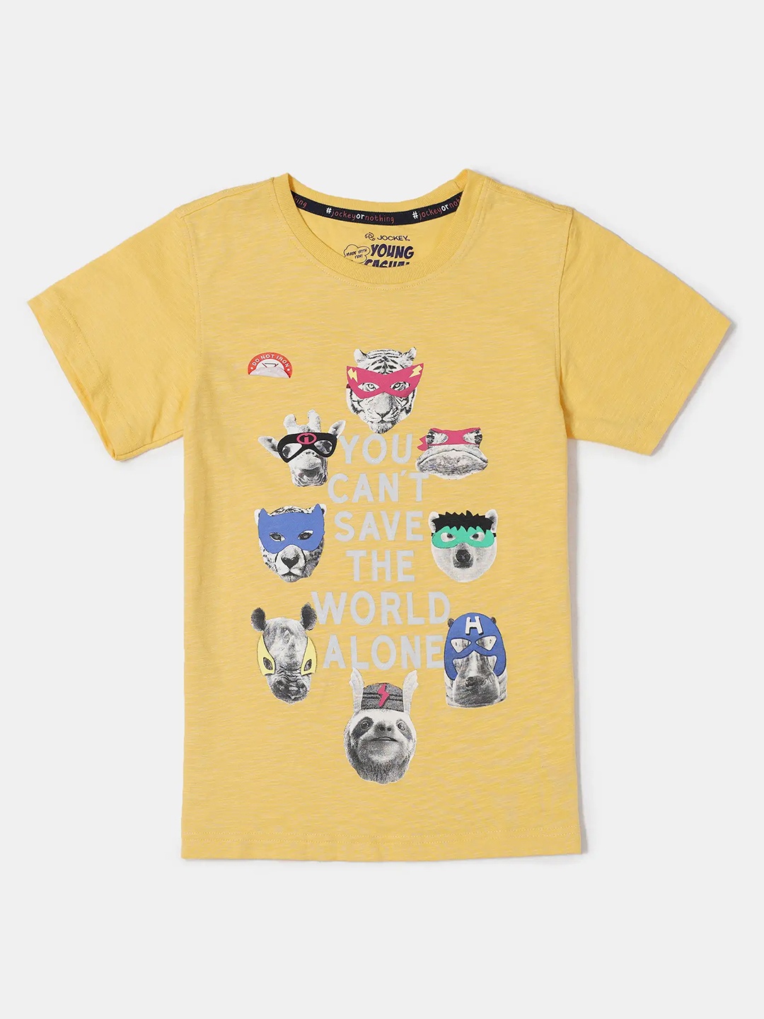 

Jockey Boys Super Combed Cotton Round Neck Printed Half Sleeve Tshirt-CB02, Yellow